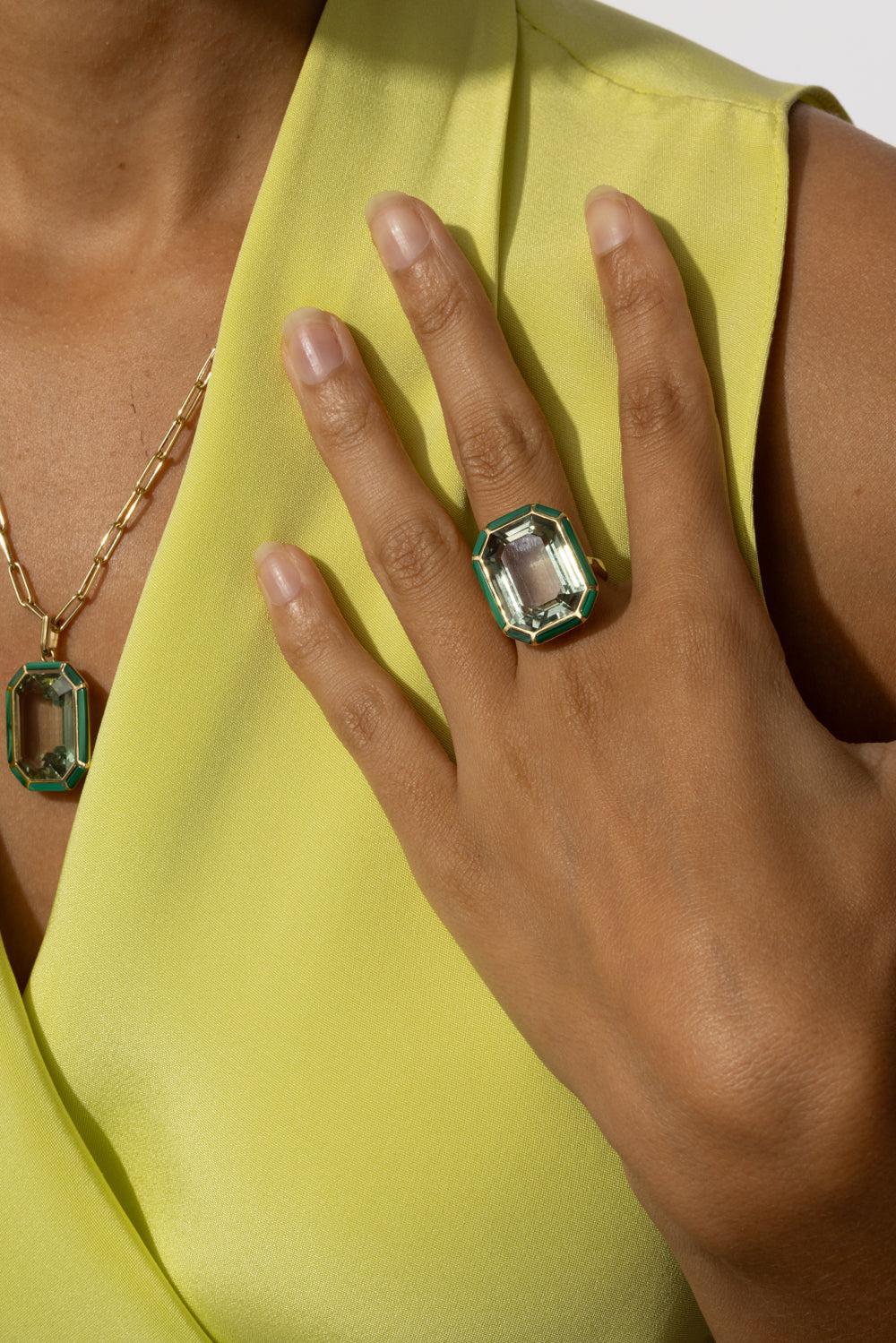 Malachite Prasiolite Melange Ring - Image 3