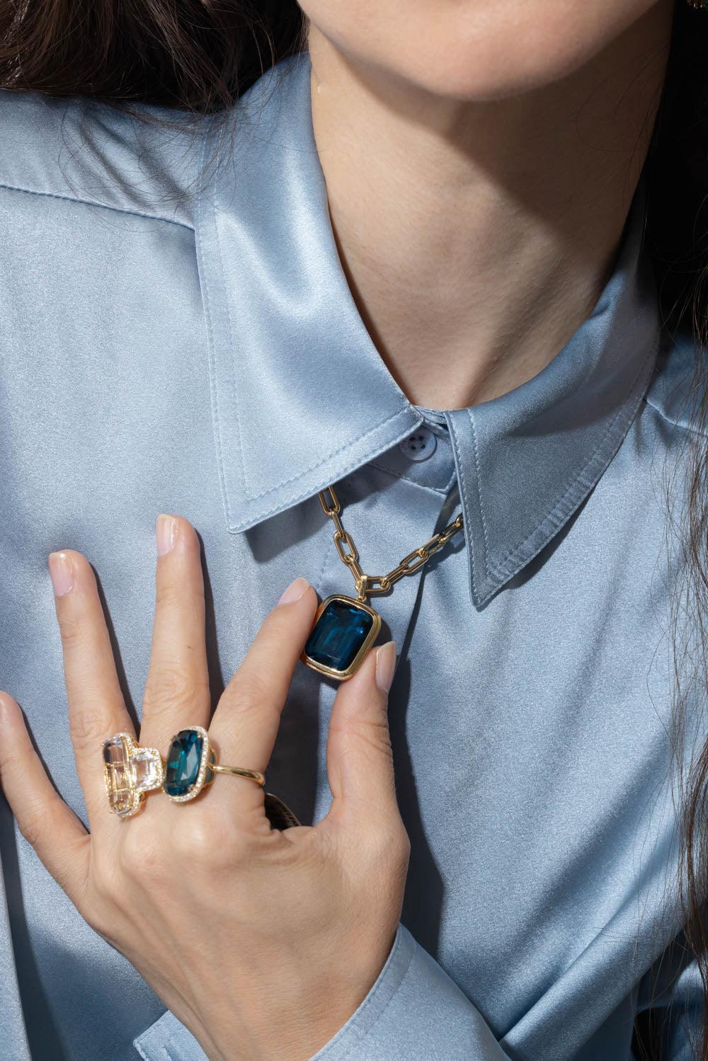 Manhattan London Blue Topaz Pendant Necklace - Image 2