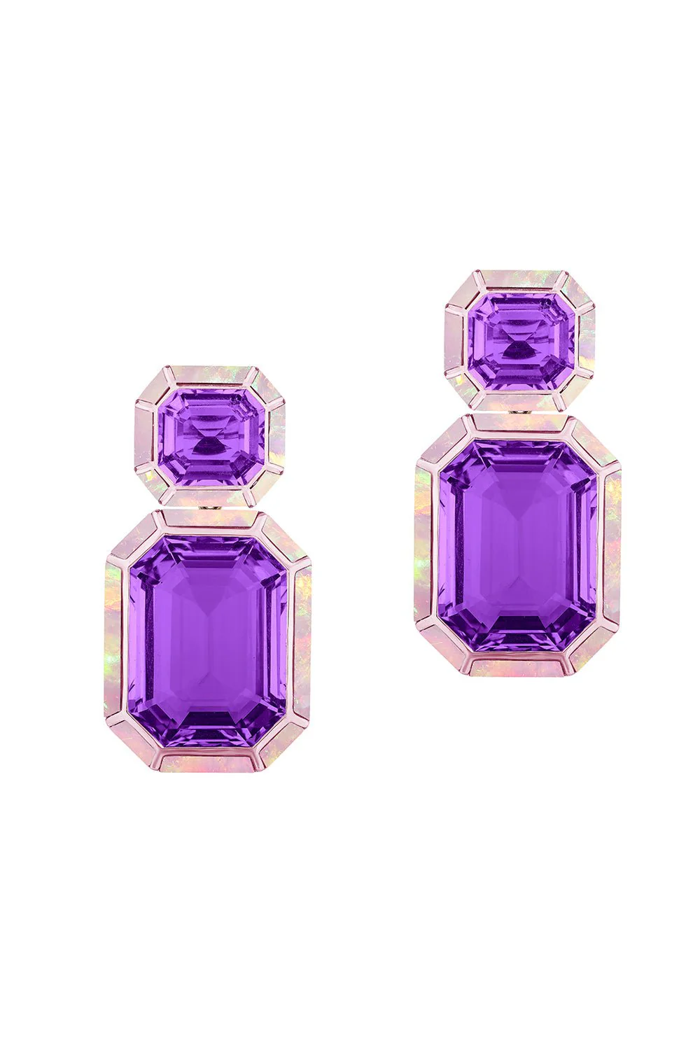 Melange Amethyst Pink Opal Earrings