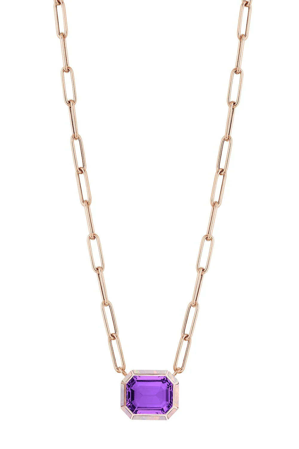 Melange Amethyst Pink Opal Pendant Necklace