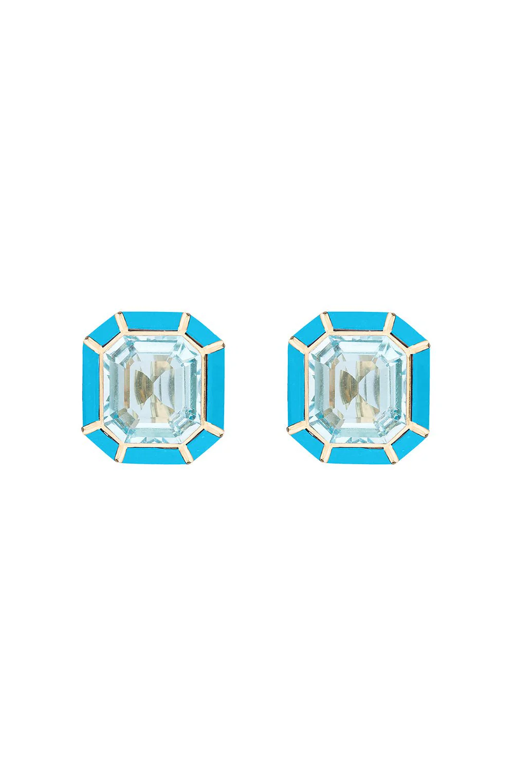 Melange Blue Topaz Turquoise Stud Earrings