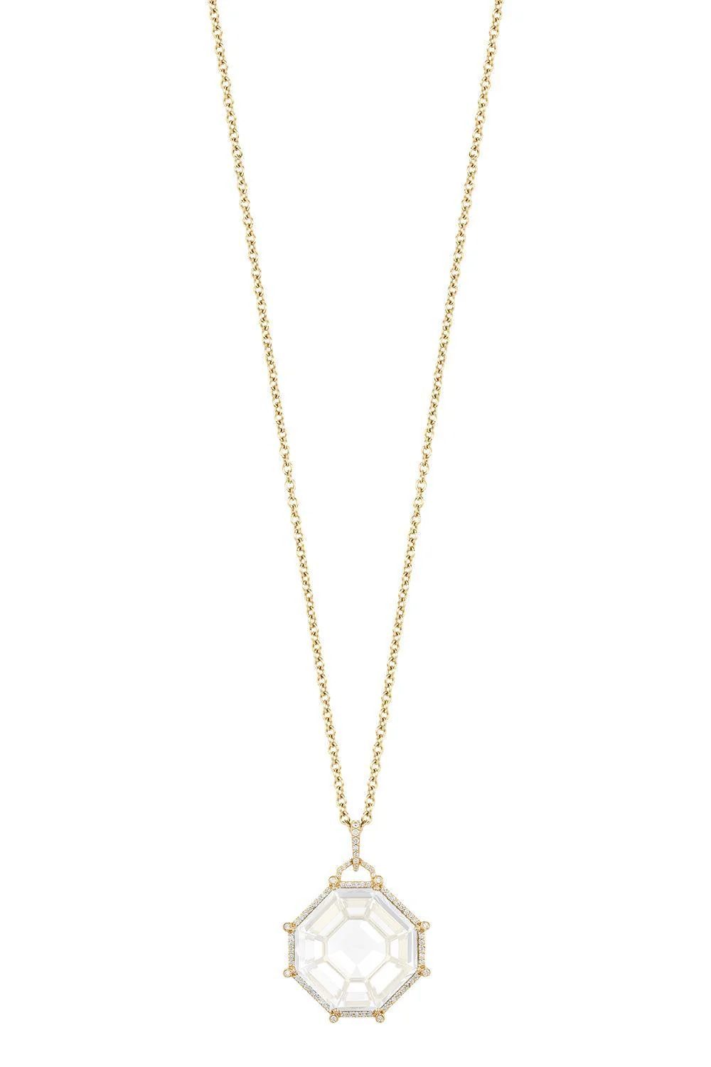 Moon Quartz Octagon Gossip Pendant Necklace