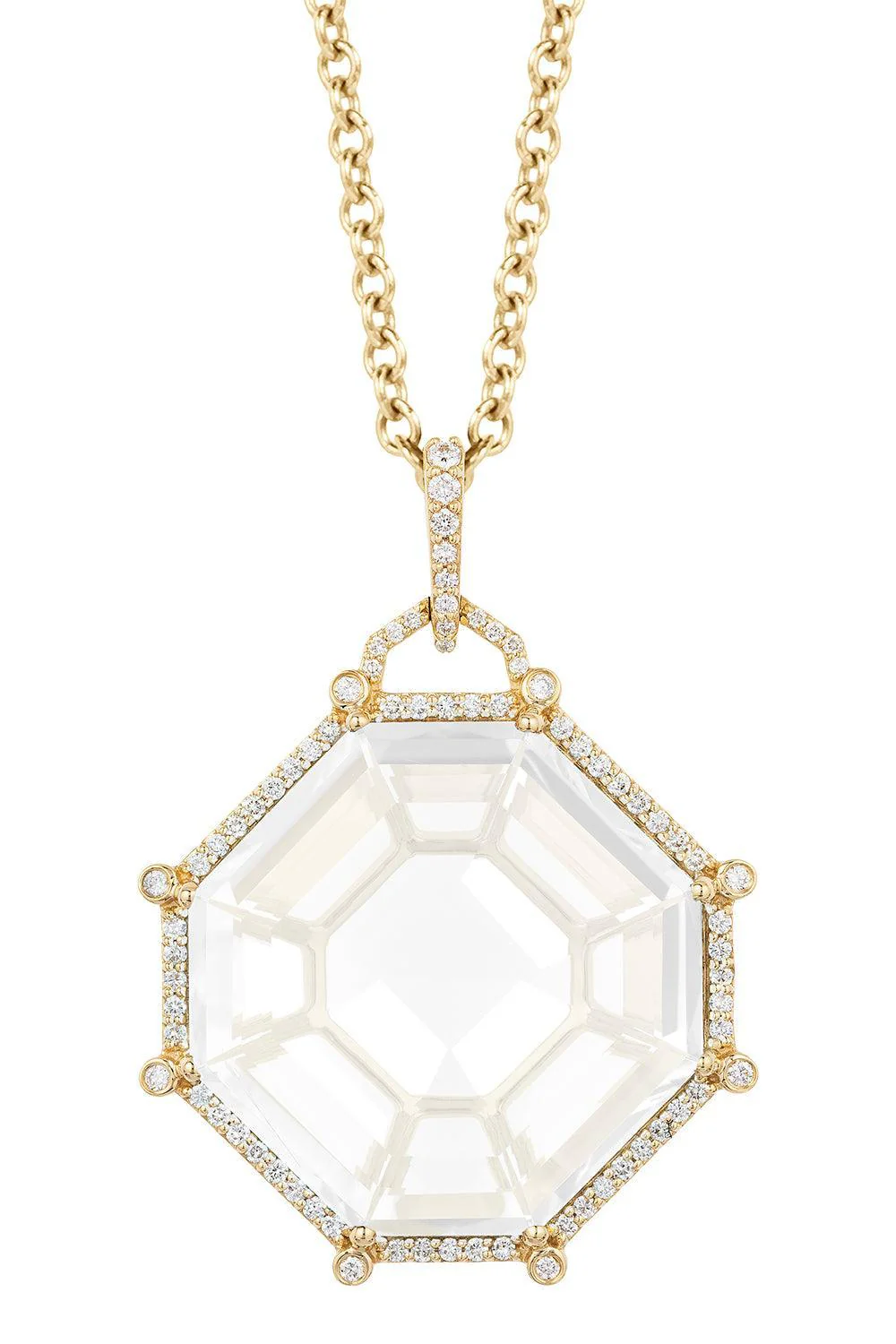 Moon Quartz Octagon Gossip Pendant Necklace - Image 5