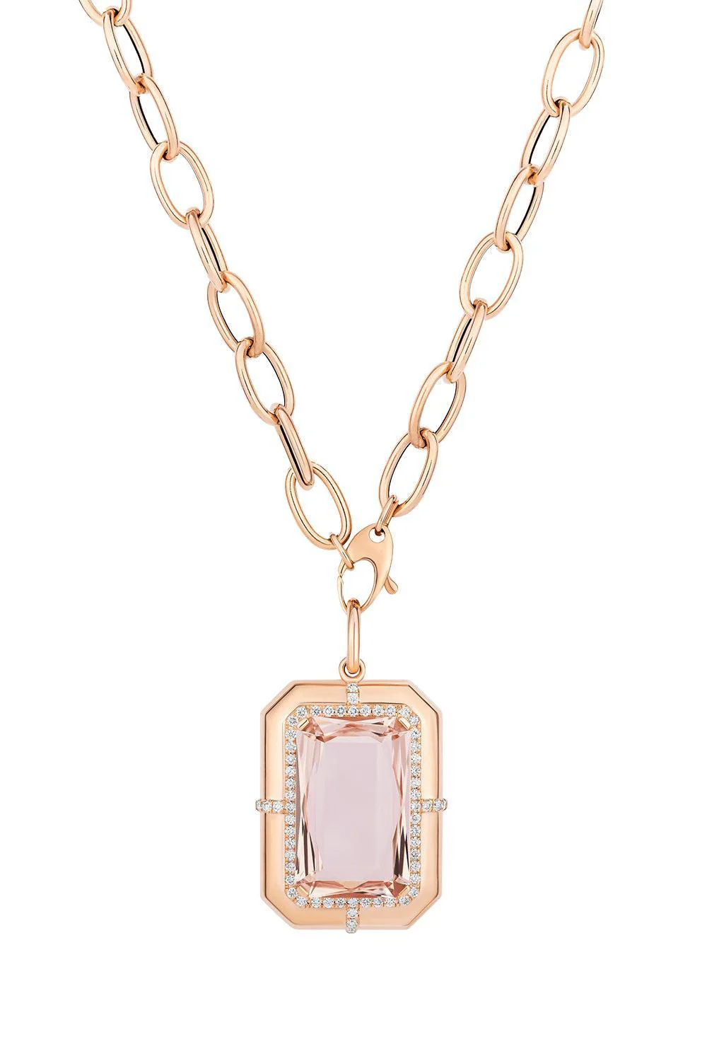 Morganite Diamond Pendant Necklace