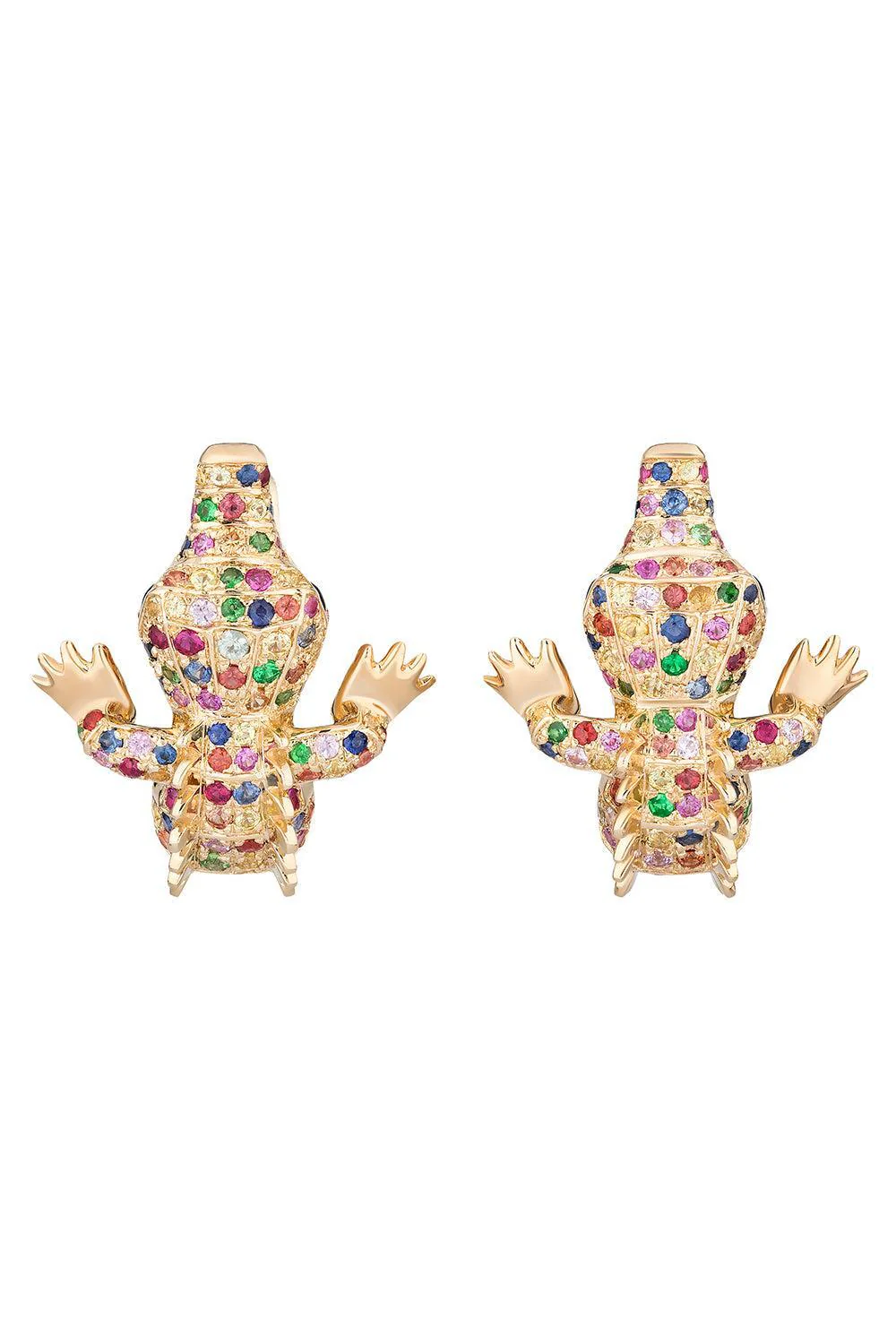 Multi Sapphire Onyx Crocodile Ark Earrings