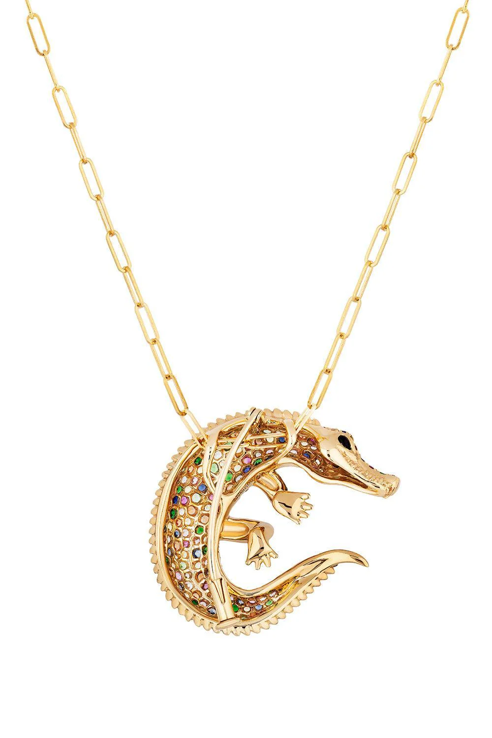 Multi Sapphire Onyx Crocodile Ark Pendant - Image 5