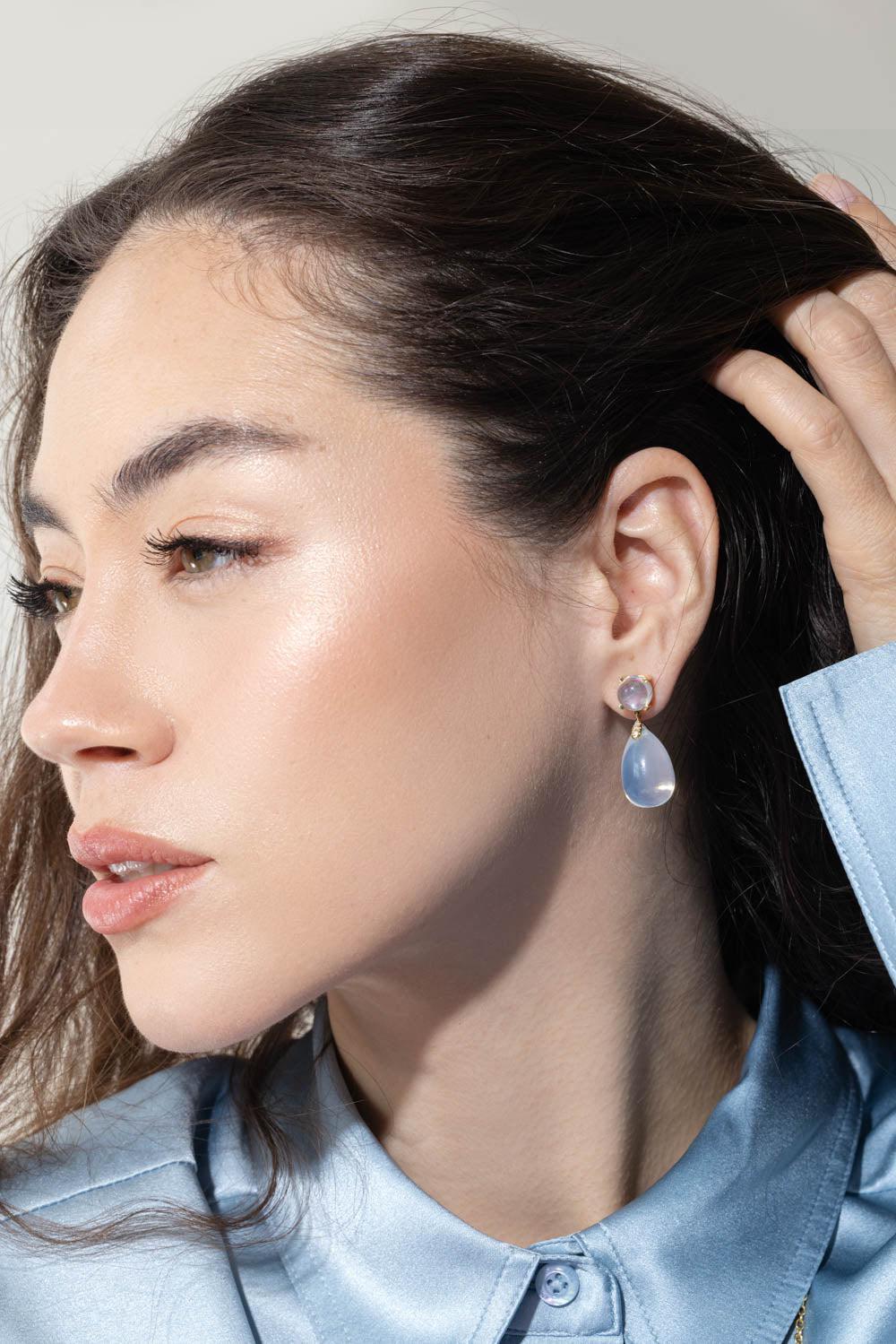 Naughty Moon Quartz Diamond HoopEarrings - Image 2