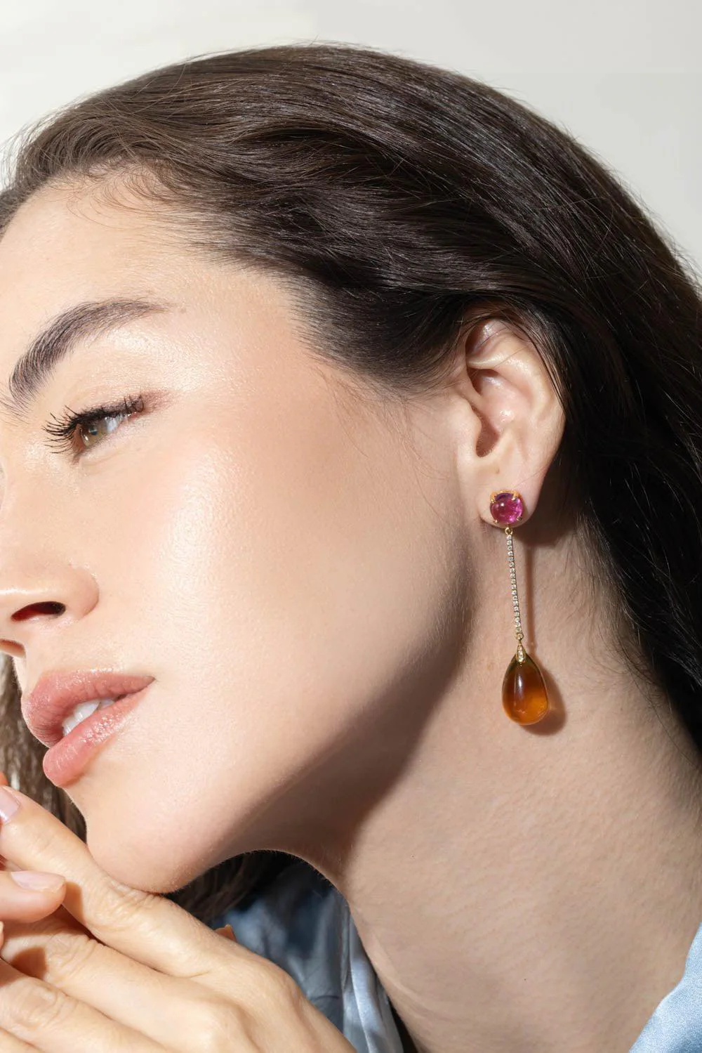 Naughty Rubelite Citrine Drop Earrings - Image 4