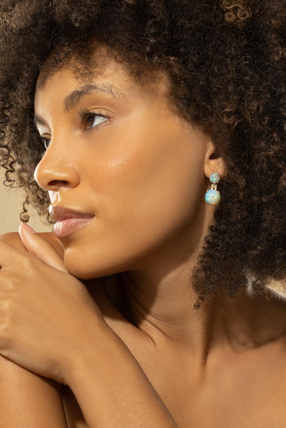 Opal Cabochon Rock N' Roll Earrings - Image 3