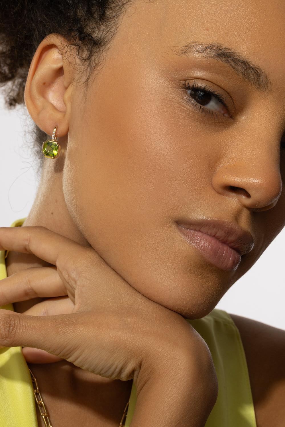 Peridot Asscher Gossip Earrings - Image 2