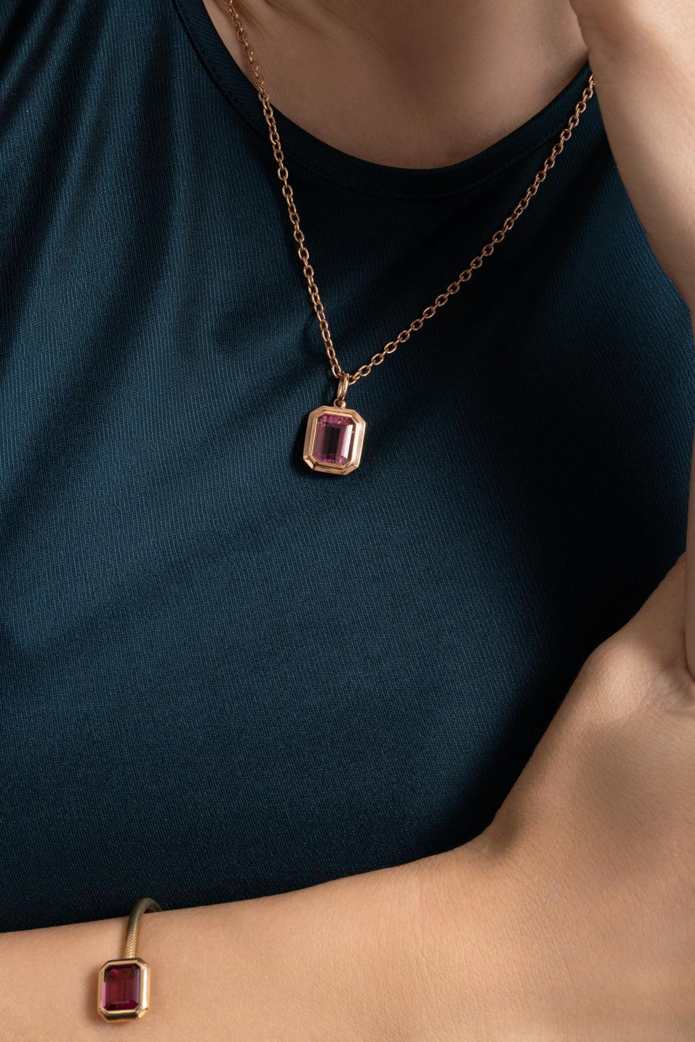 Pink Tourmaline G-One Pendant Necklace - Image 2