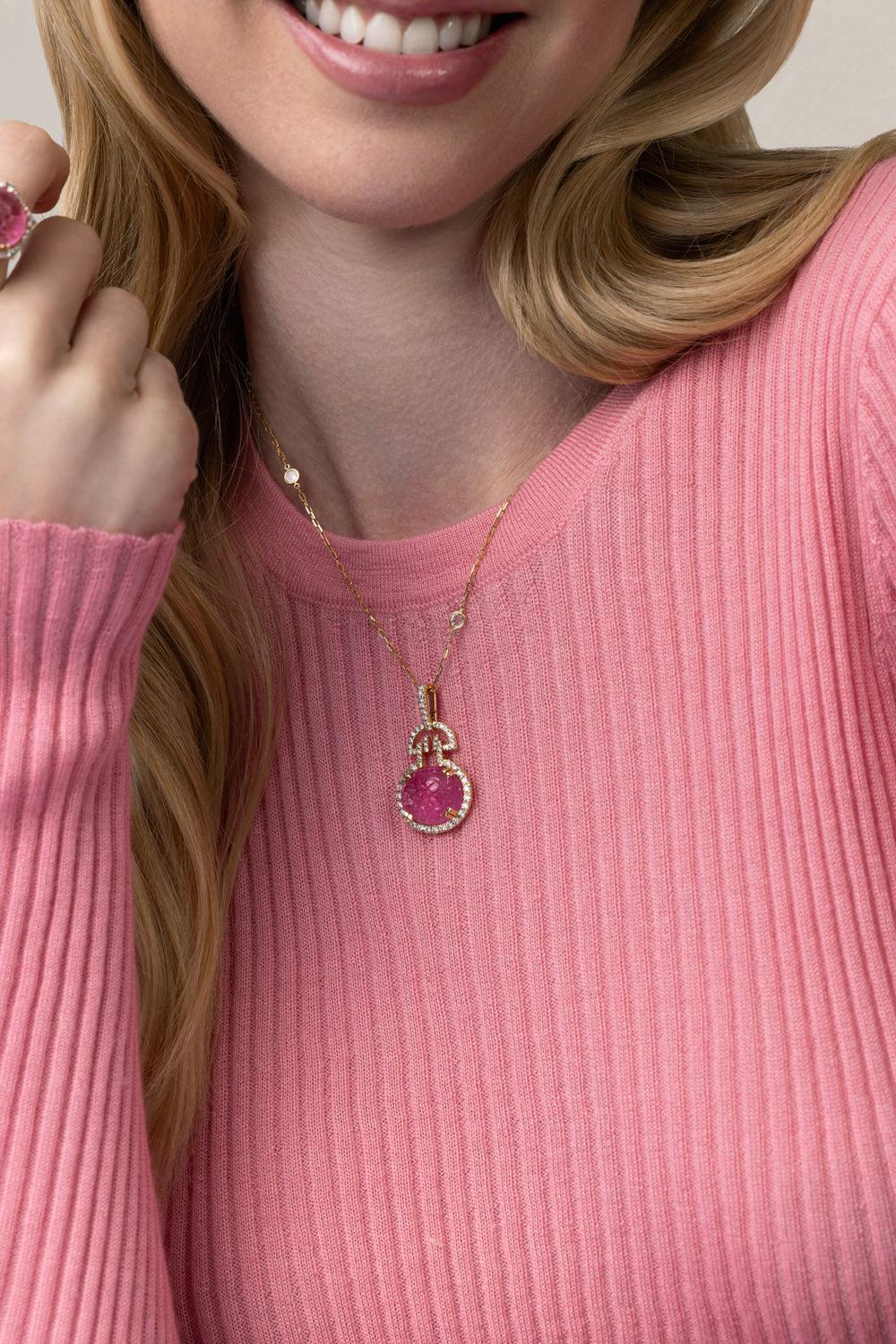 Pink Tourmaline G-One Pendant Necklace - Image 2
