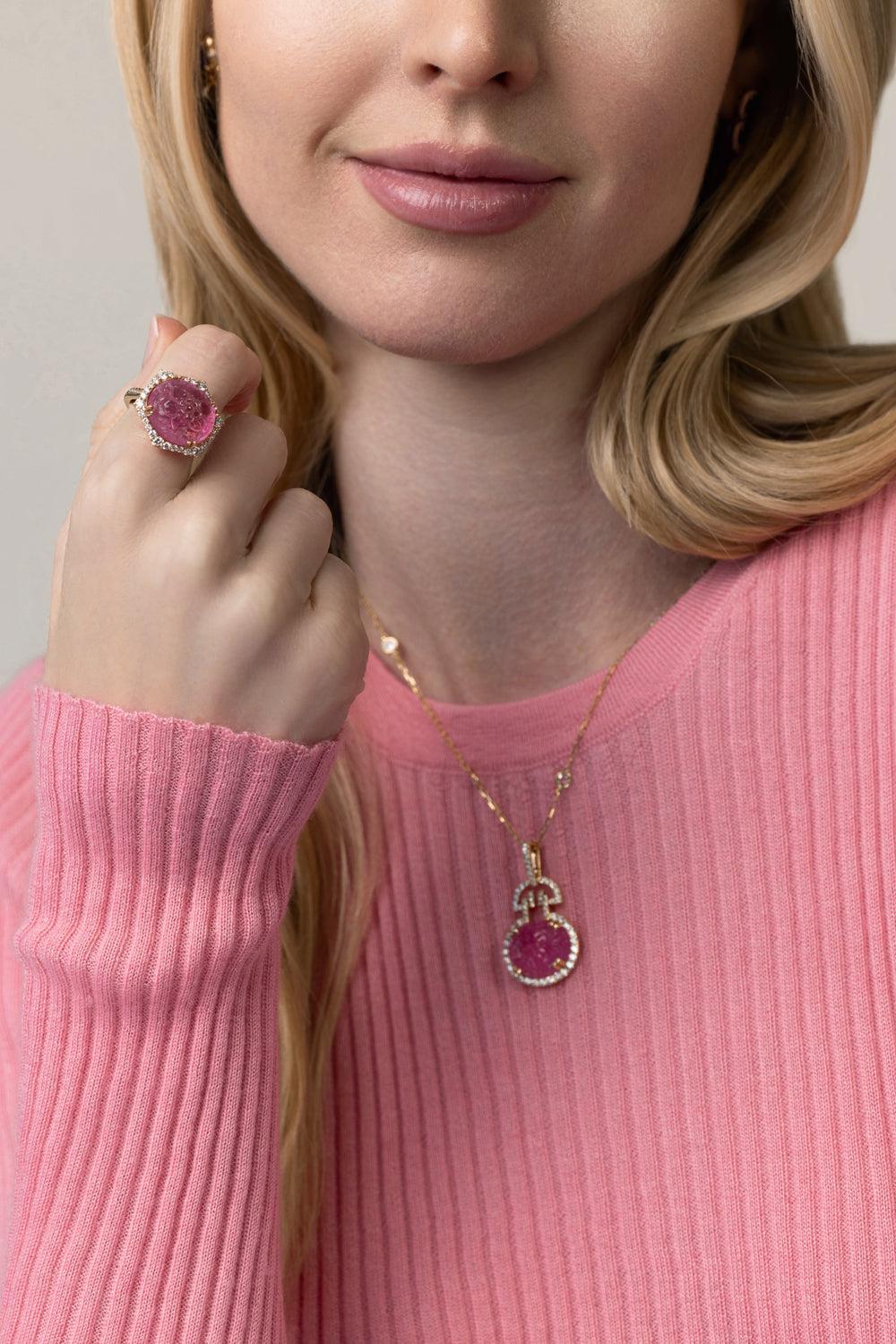 Pink Tourmaline G-One Pendant Necklace - Image 3