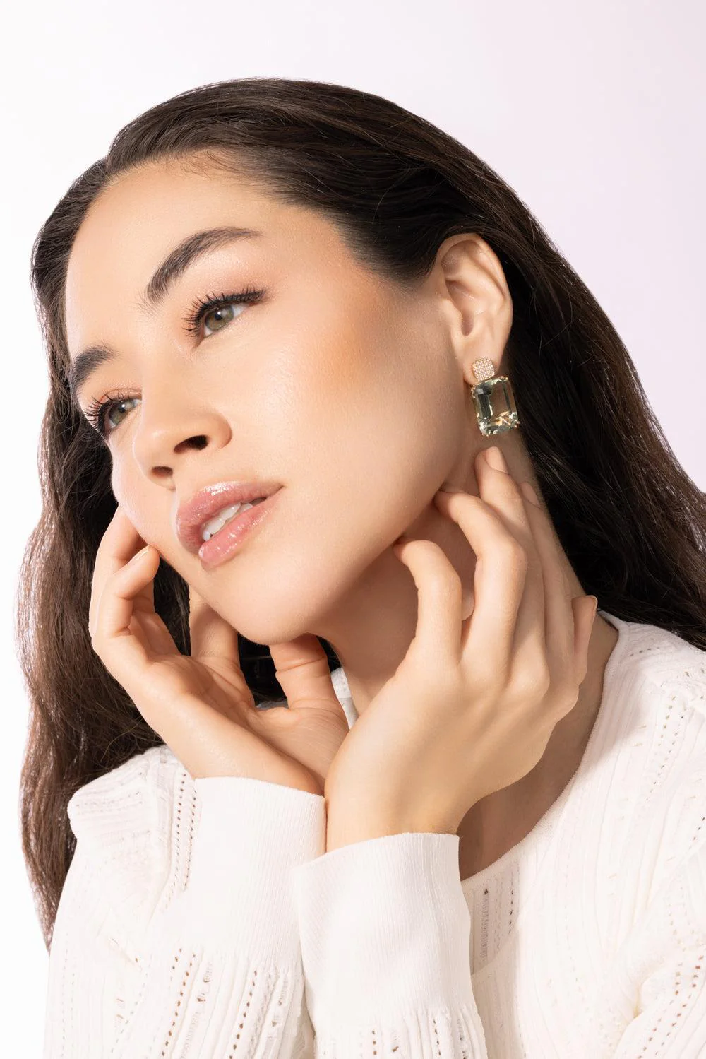 Prasiolite Cushion Gossip Earrings - Image 3