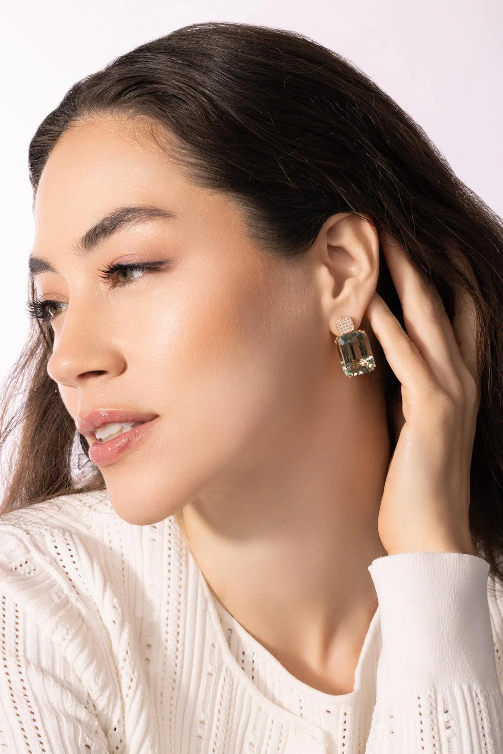 Prasiolite Cushion Gossip Earrings - Image 4