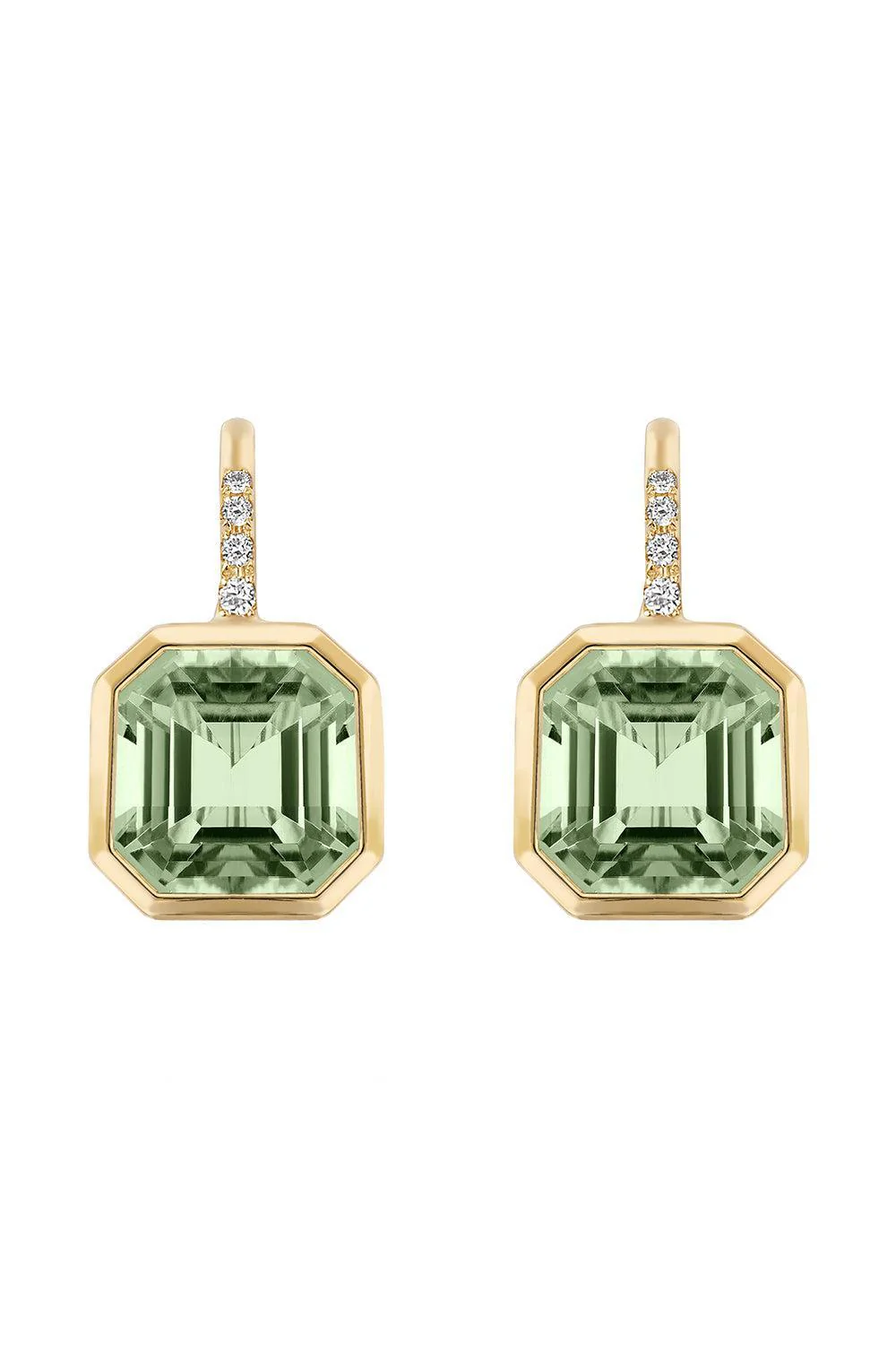 Prasiolite Diamond Asscher Gossip Earrings