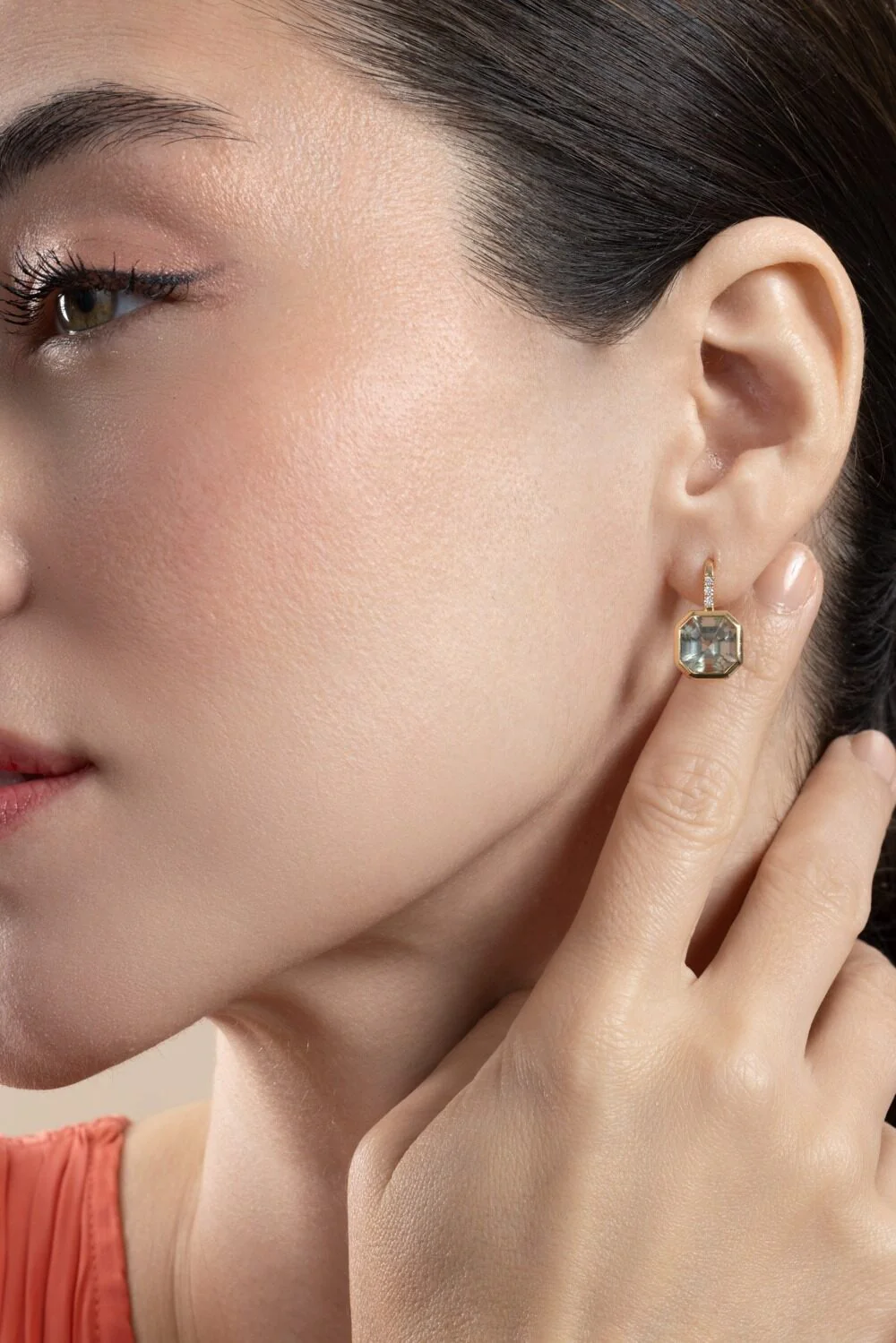 Prasiolite Diamond Asscher Gossip Earrings - Image 2