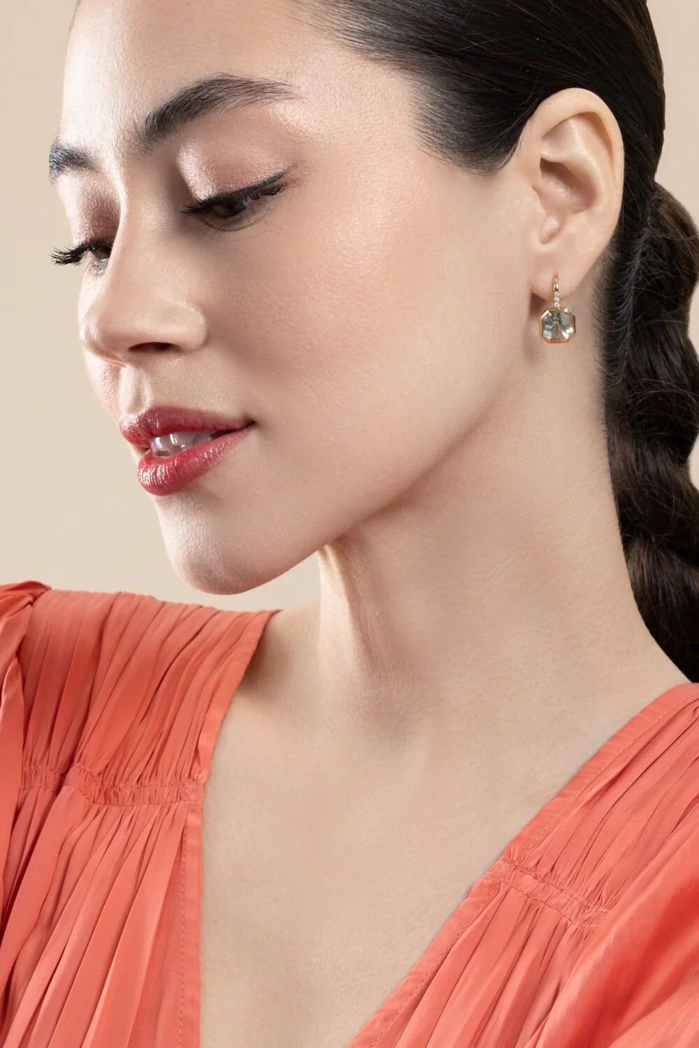 Prasiolite Diamond Asscher Gossip Earrings - Image 4