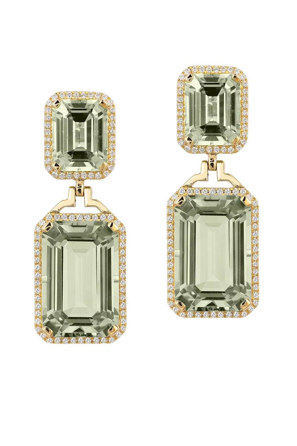 Prasiolite Diamond Earrings