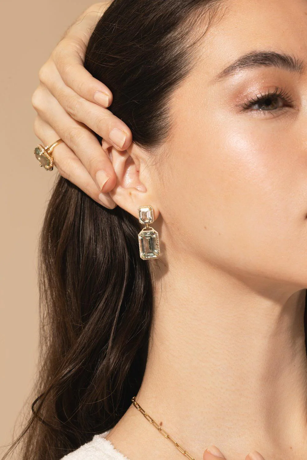 Prasiolite Diamond Earrings - Image 2