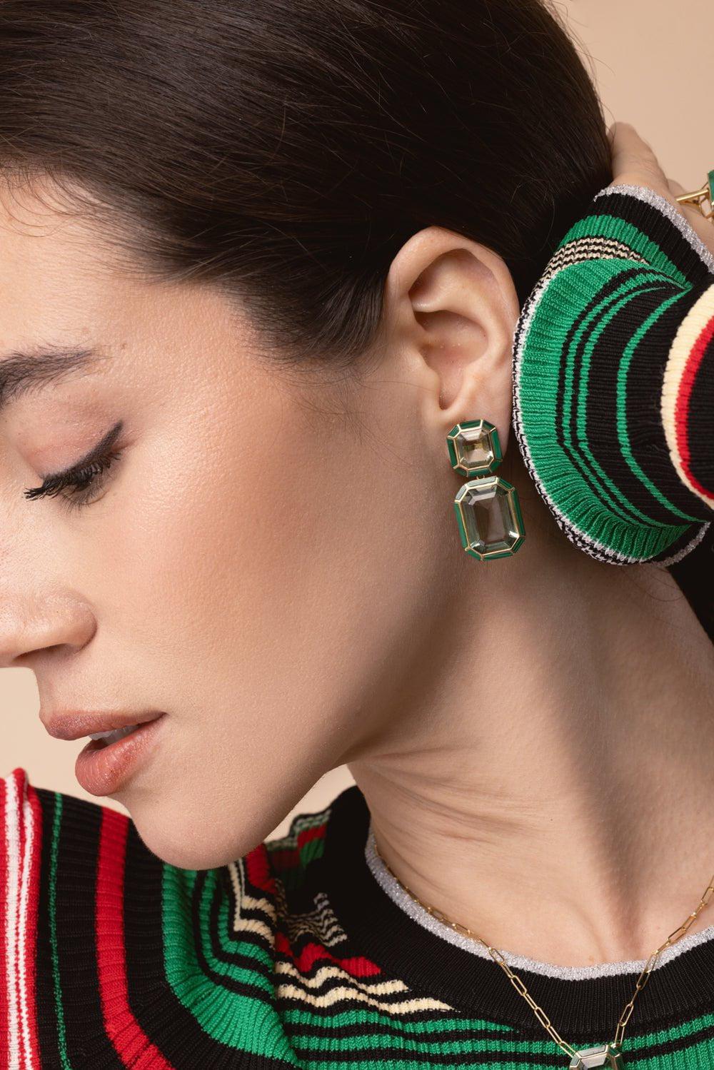 Prasiolite Malachite Earrings - Image 2