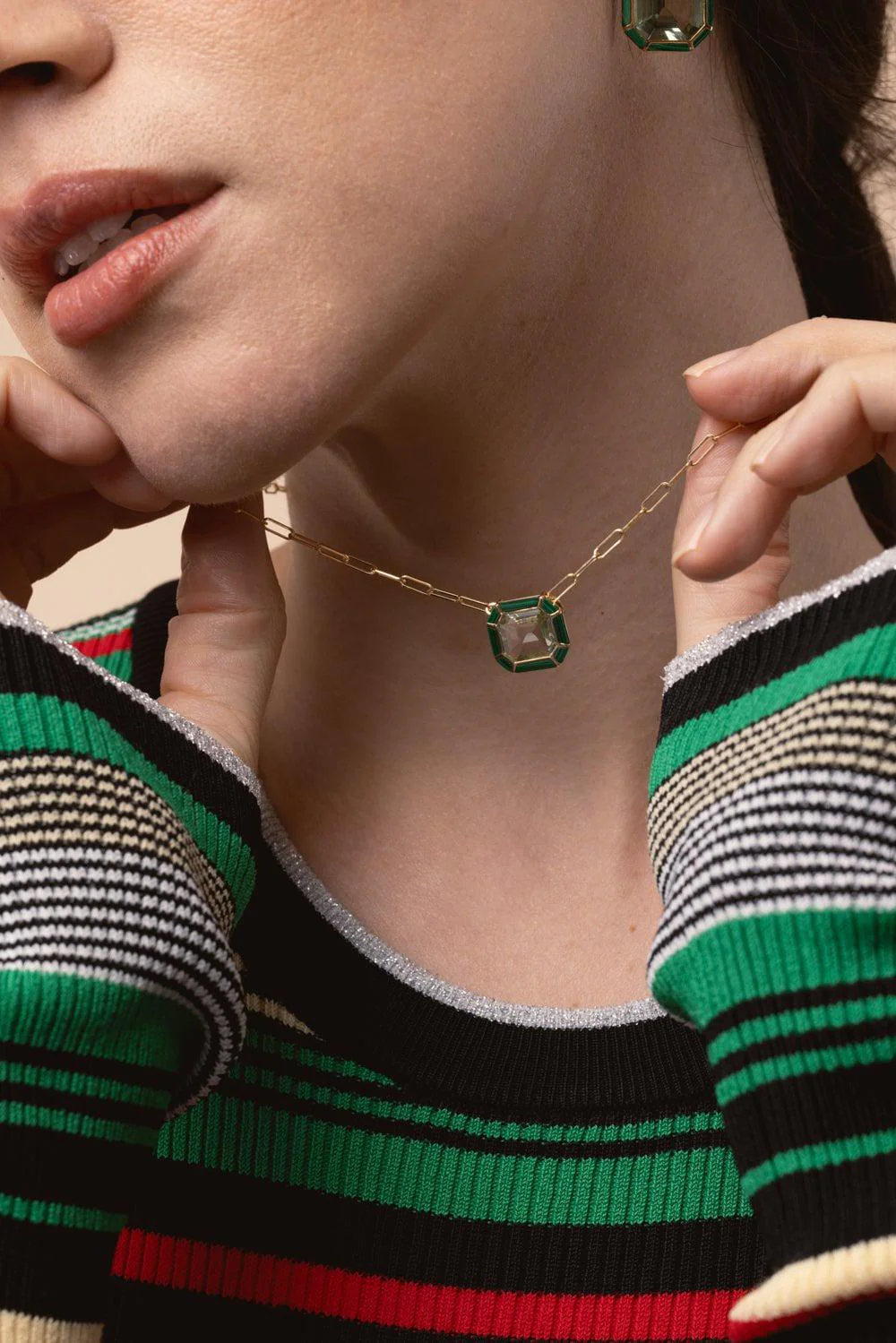 Prasiolite Malachite Pendant Necklace - Image 2