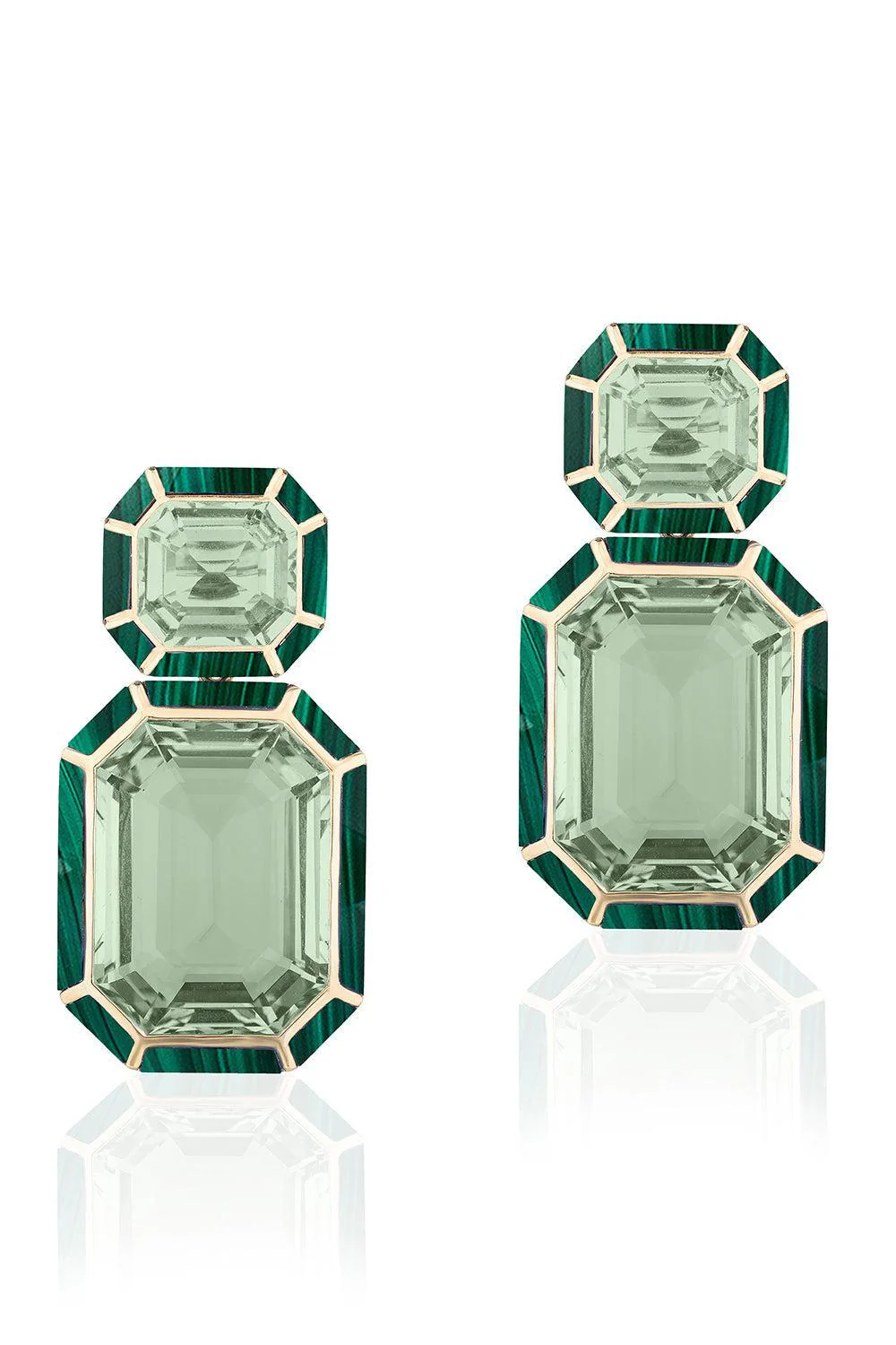 Prasiolite Malachite Vega Melange Earrings