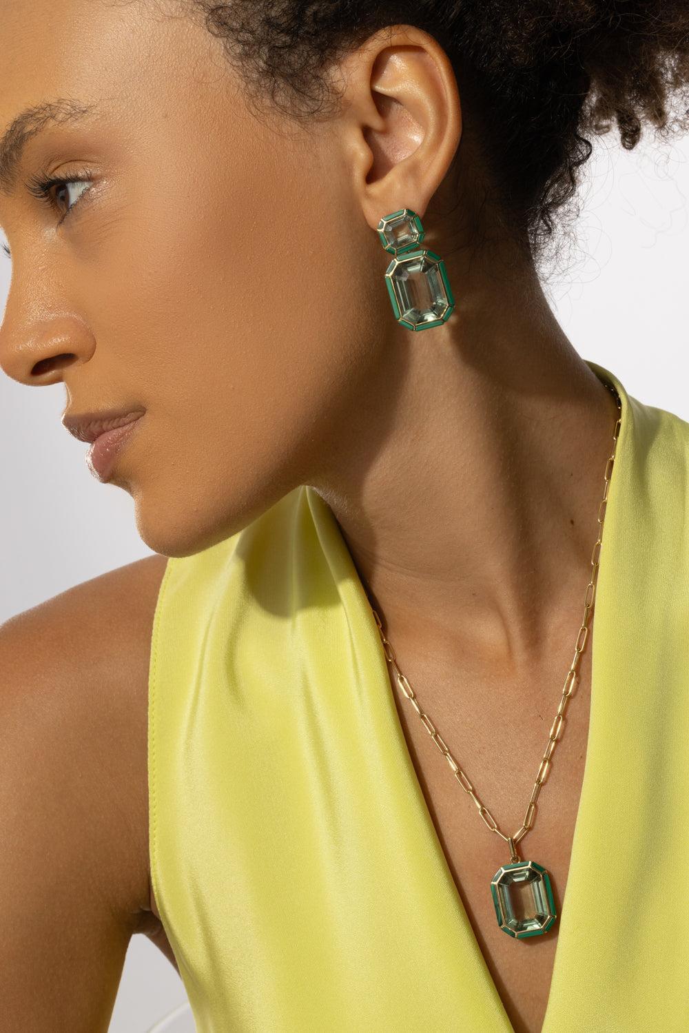 Prasiolite Malachite Vega Melange Earrings - Image 3