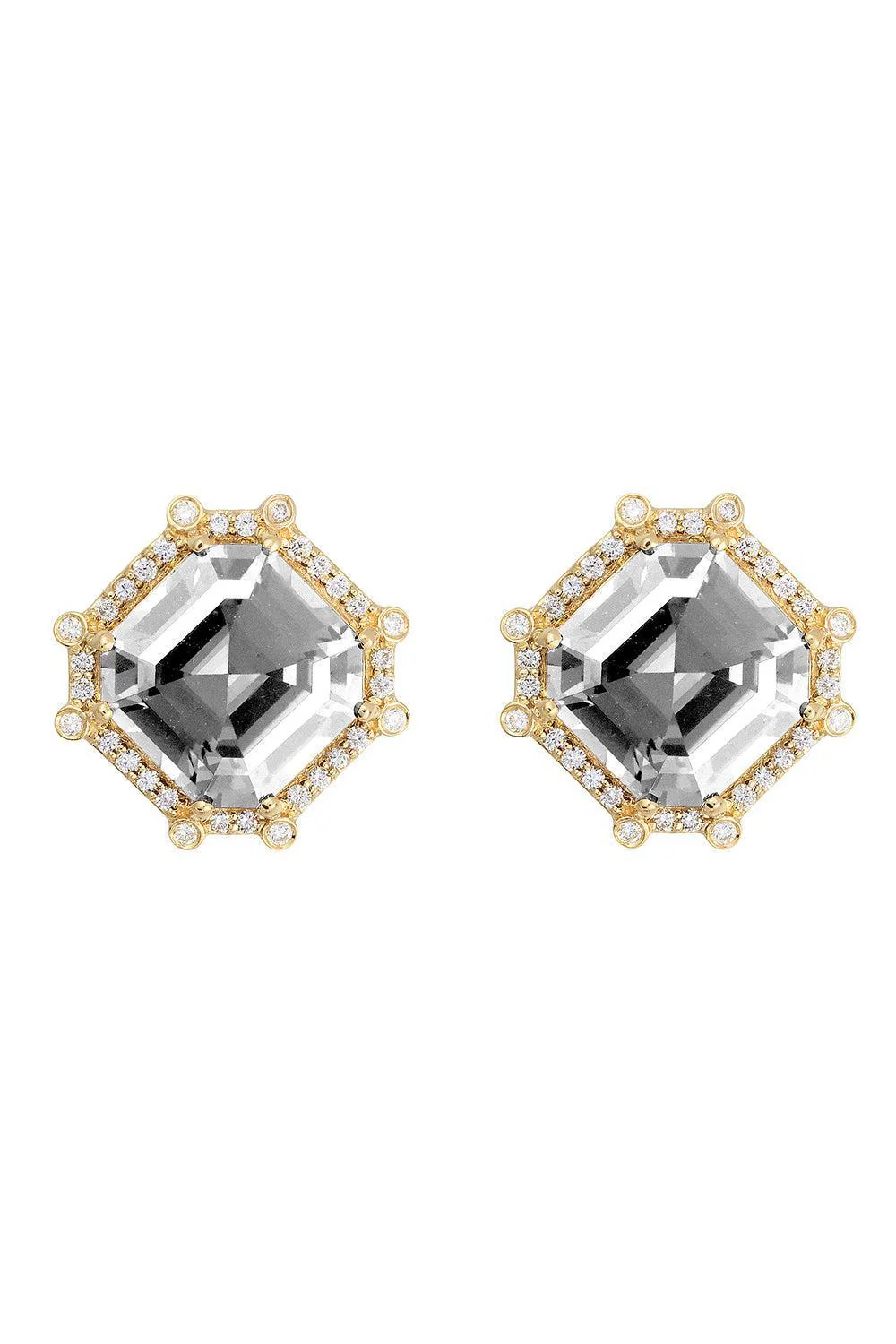 Rock Crystal Asscher Gossip Stud Earrings