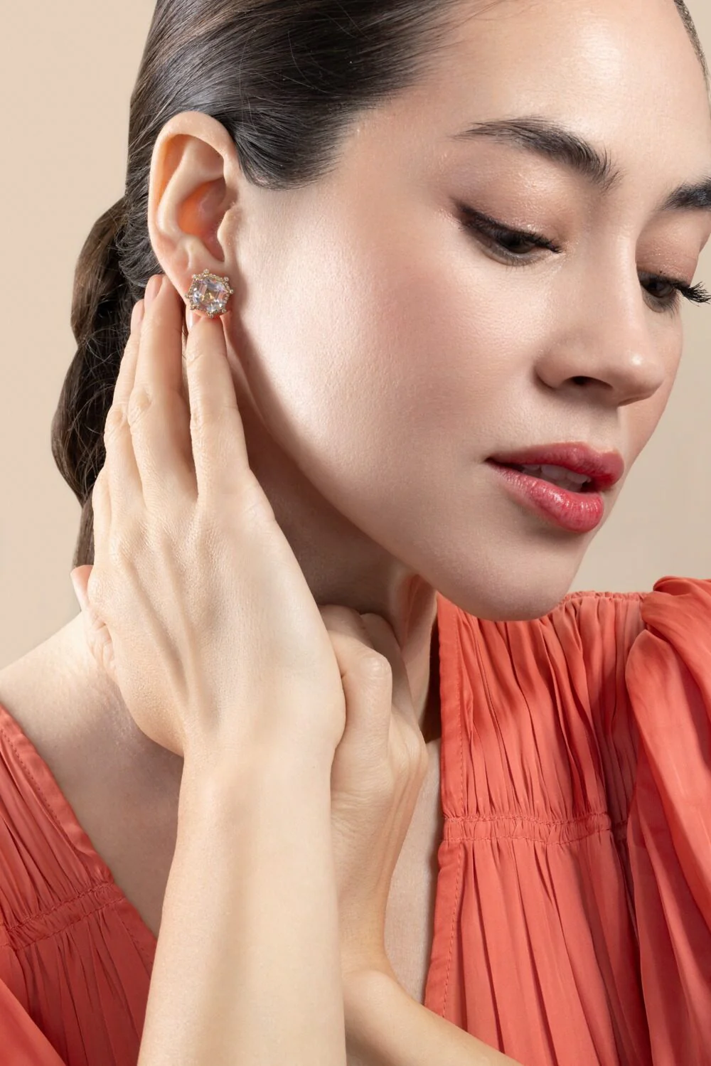 Rock Crystal Asscher Gossip Stud Earrings - Image 3