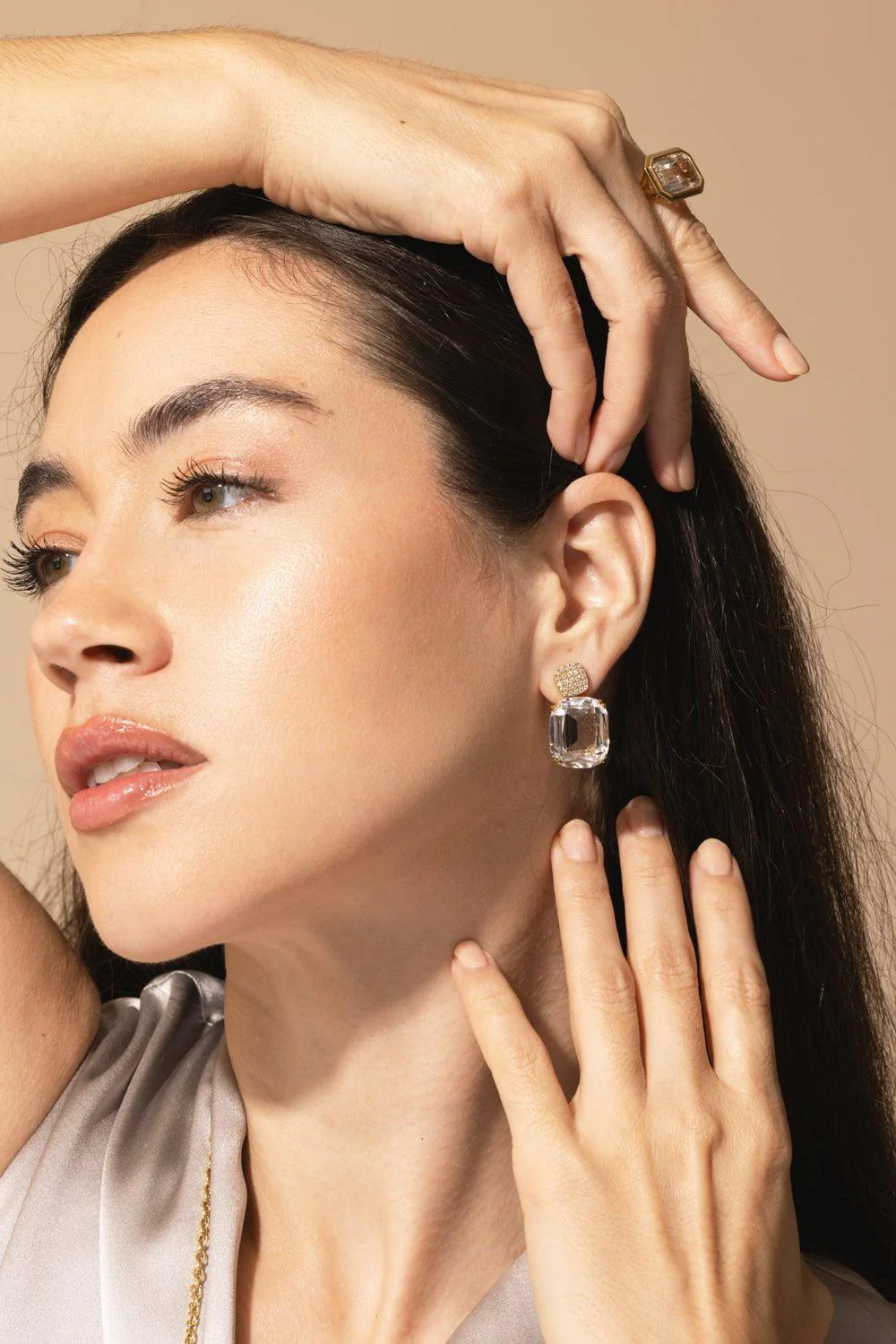 Rock Crystal Diamond Earrings - Image 4