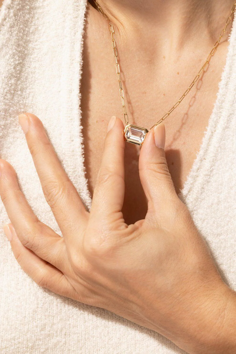 Rock Crystal East West Pendant Necklace - Image 2