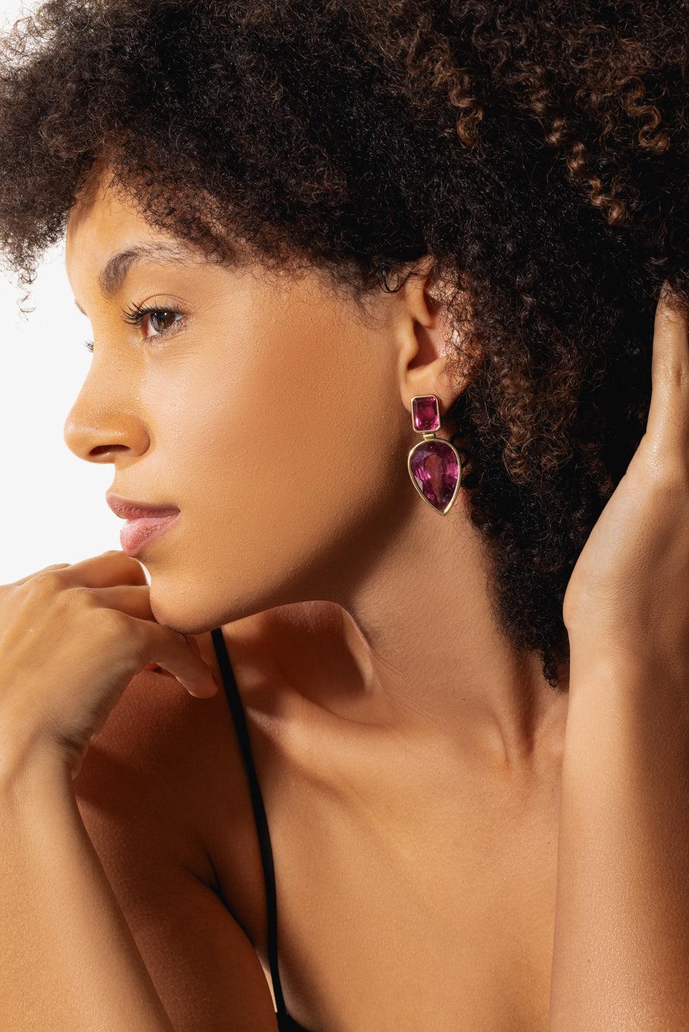 Rubelite G-One Drop Earrings - Image 2