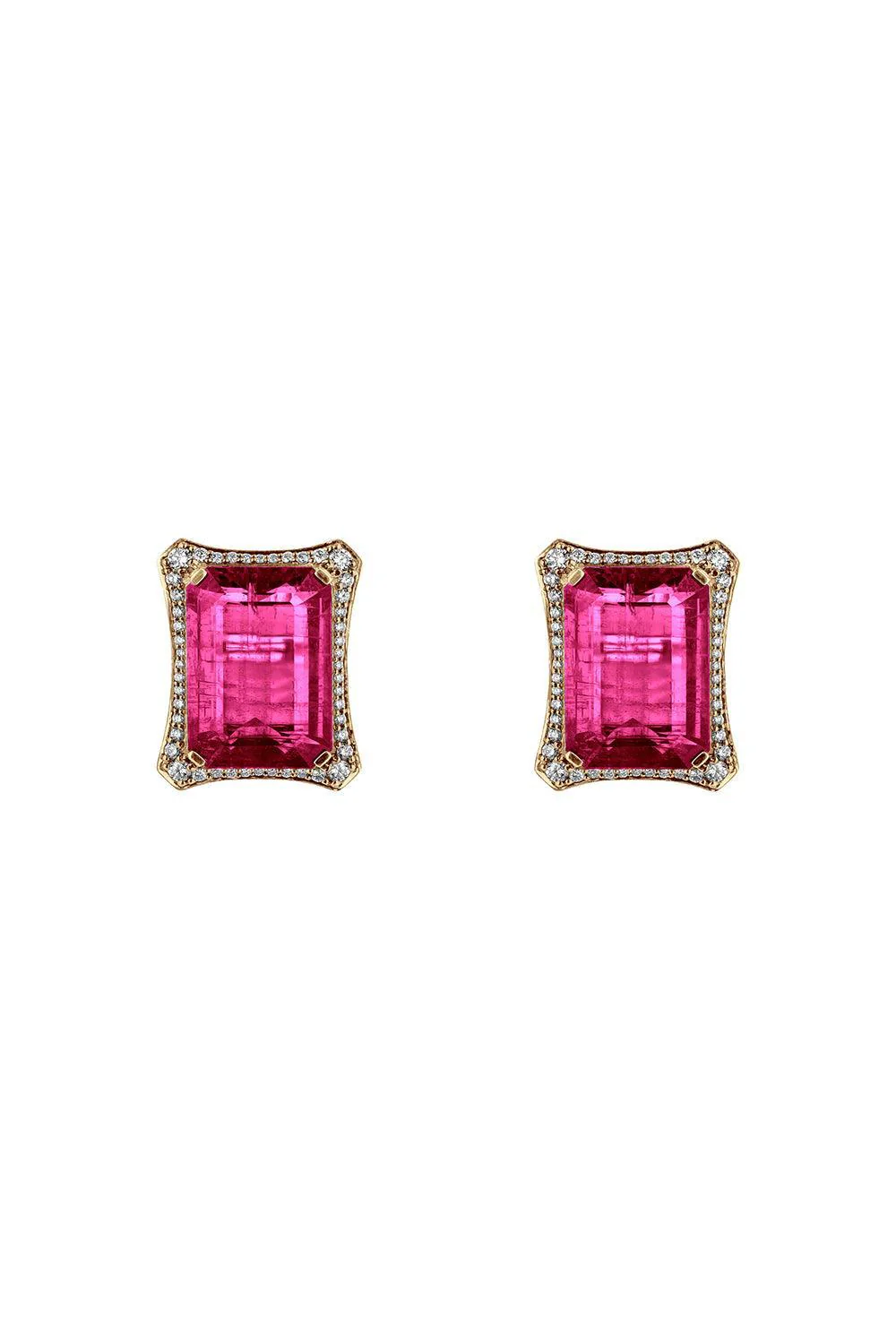 Rubellite Diamond Stud Earrings