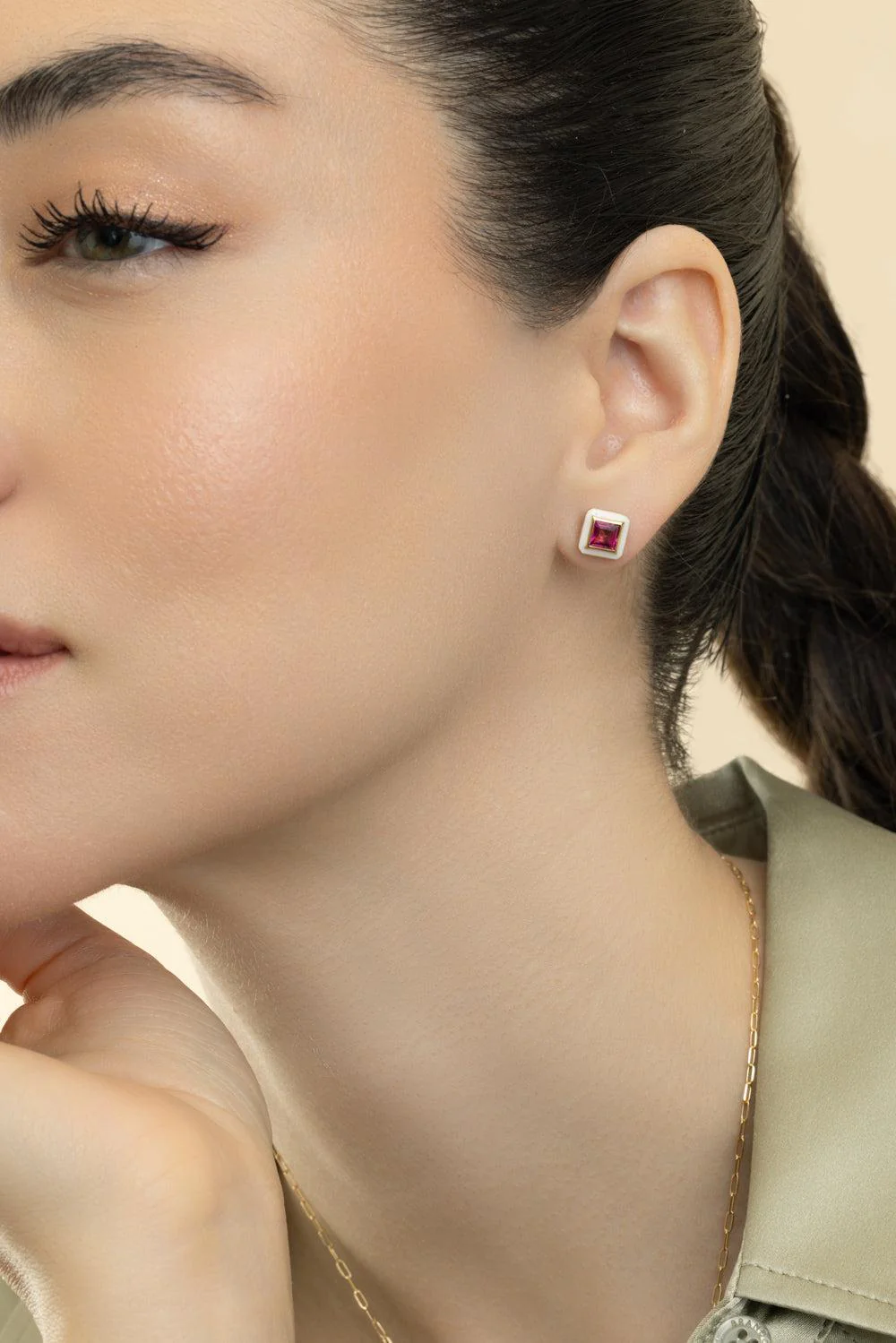 Rubellite Stud Earrings - Image 4