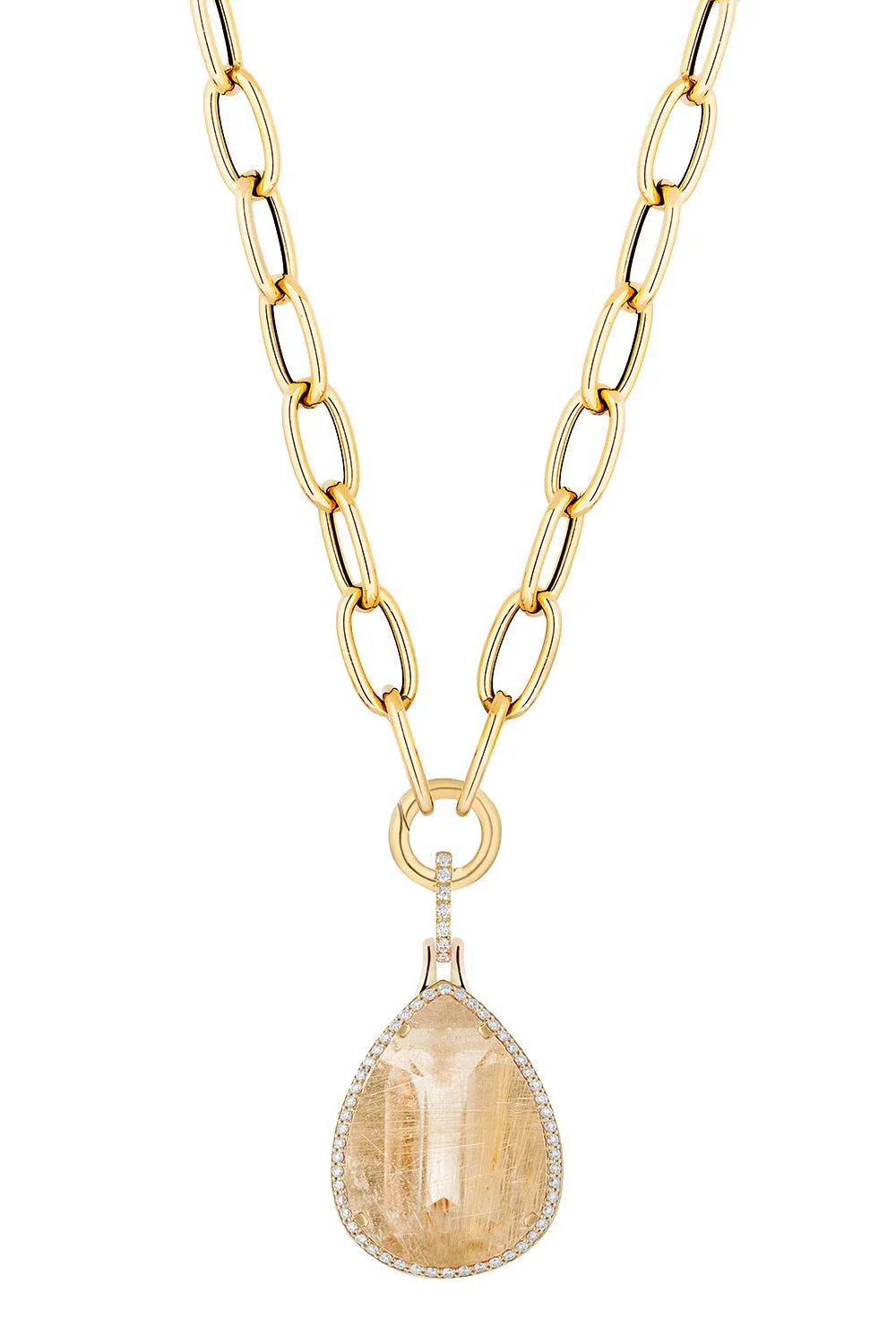 Rutilated Quartz Large G-One Pendant Necklace