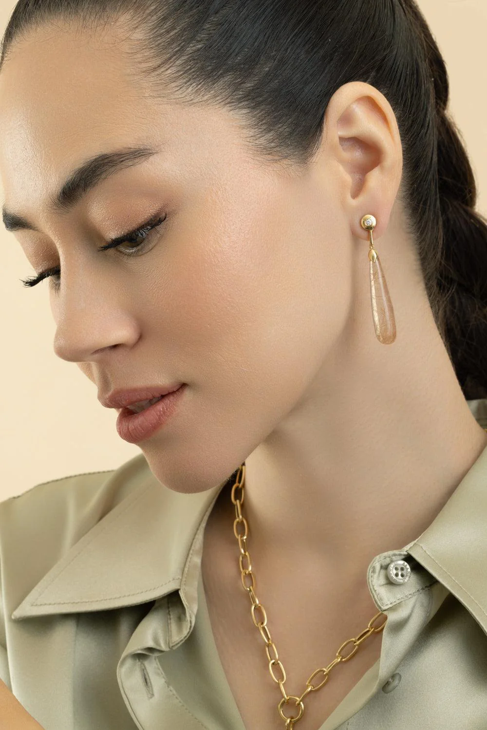 Rutilated Quartz Mia G - One Drop Earrings - Image 4