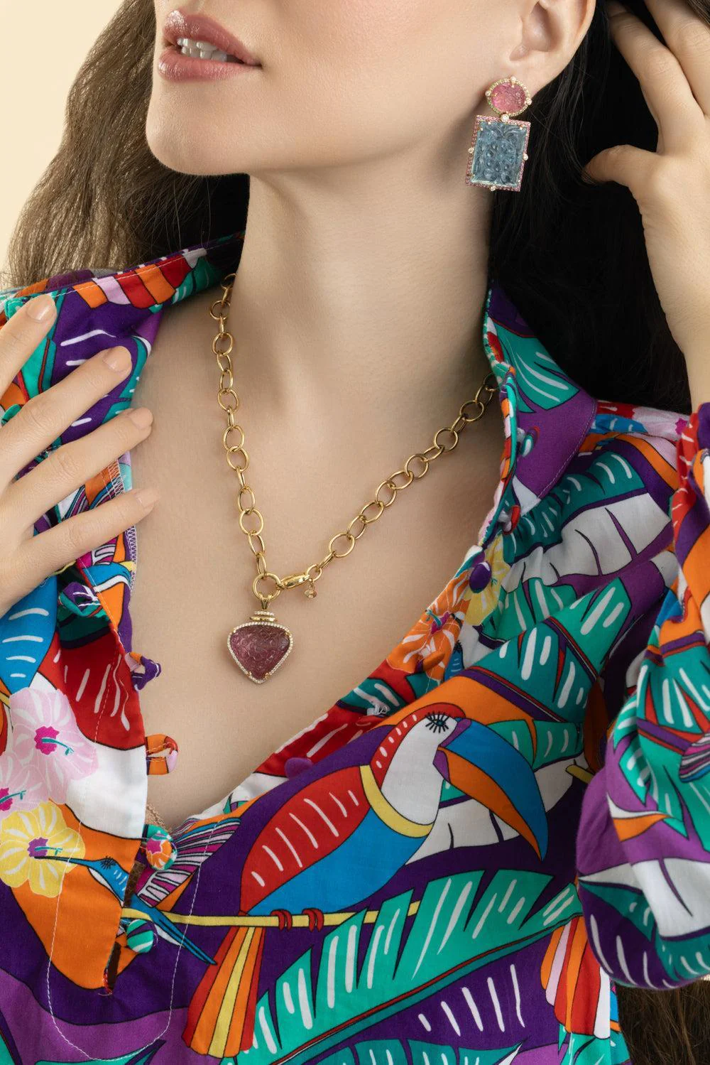 Spinel Diamond G-One Pendant Necklace - Image 2