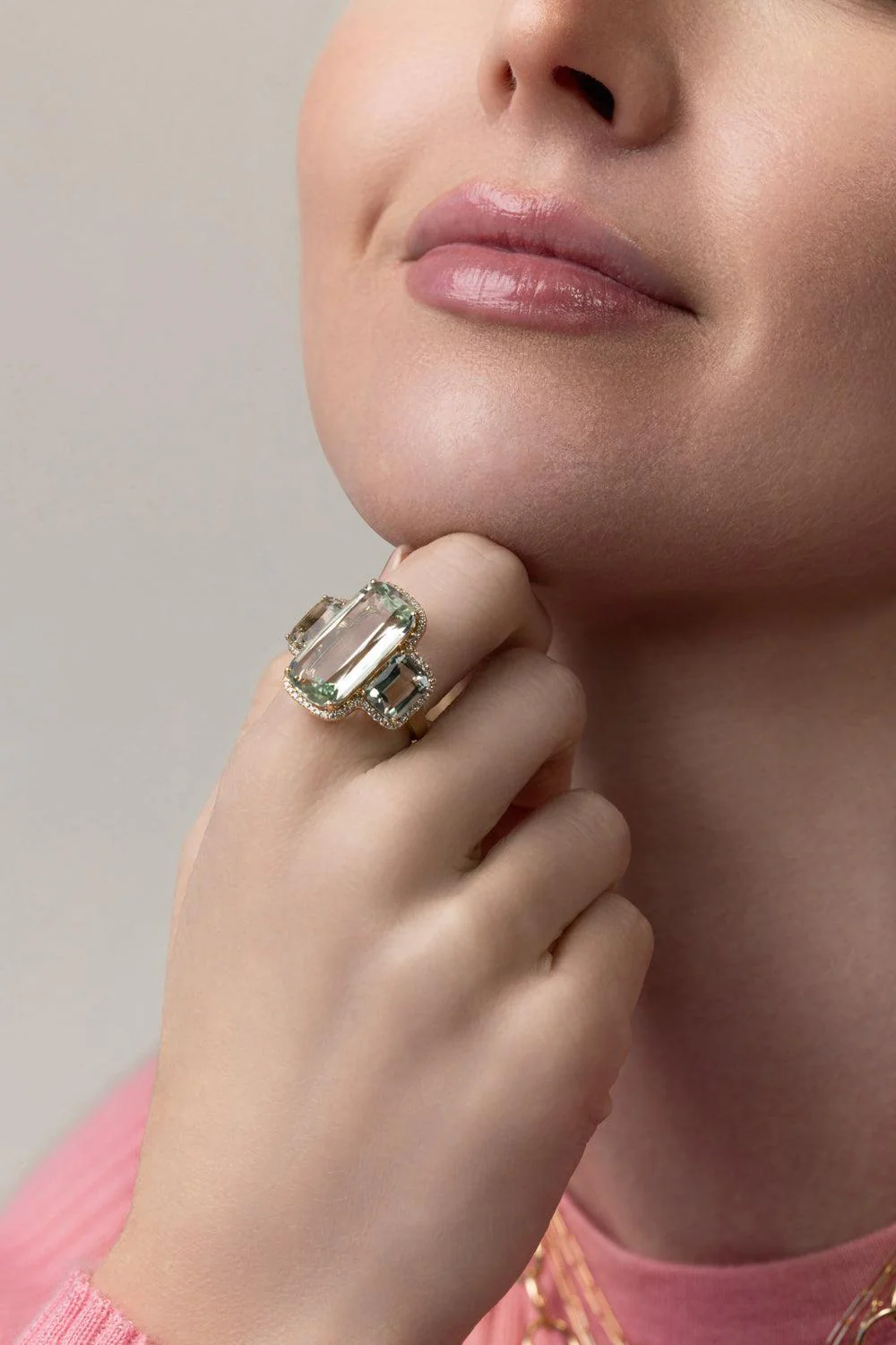 Three Stone Prasiolite Gossip Ring - Image 4