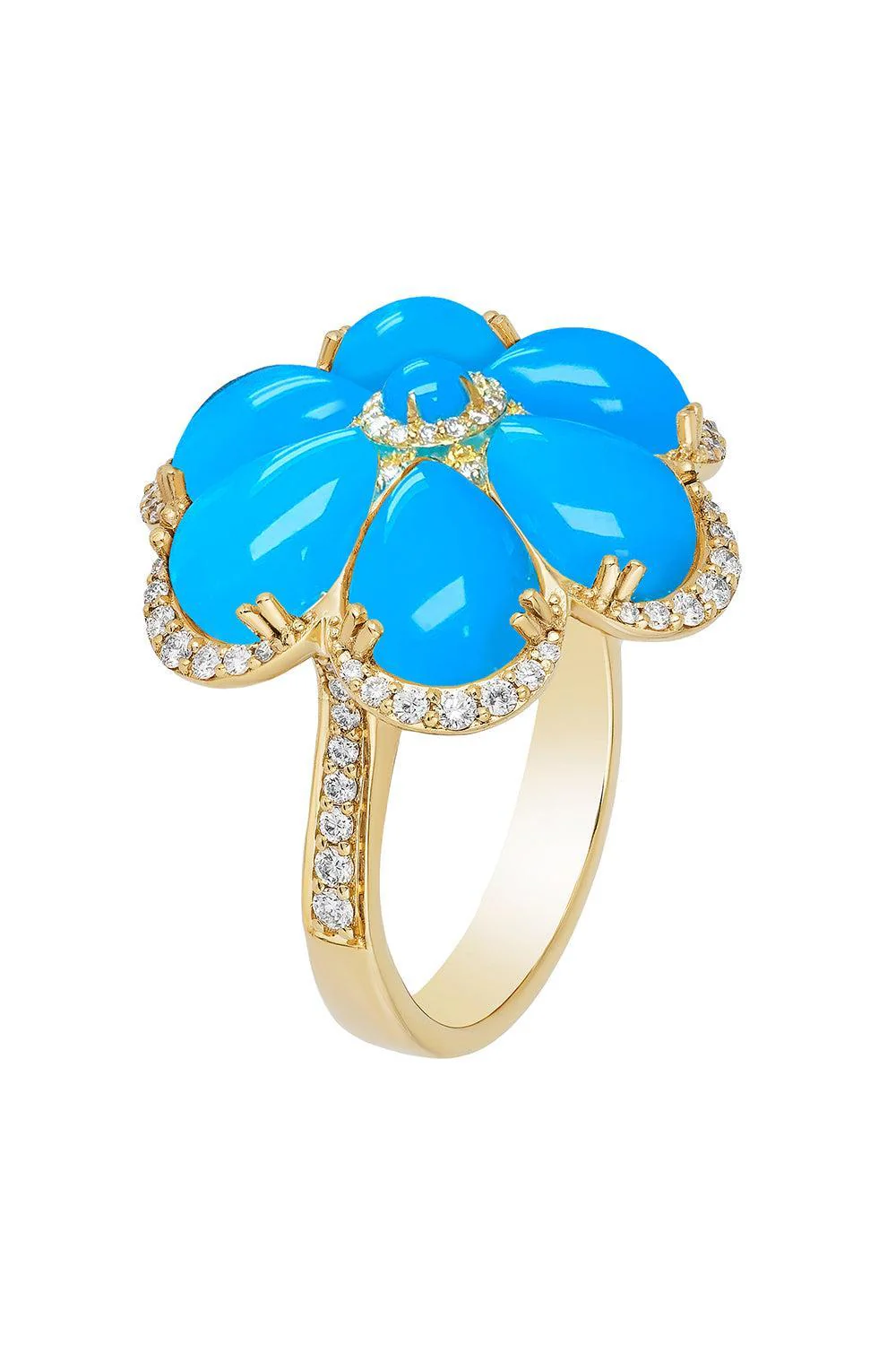 Turquoise Cabochon G-One Flower Ring