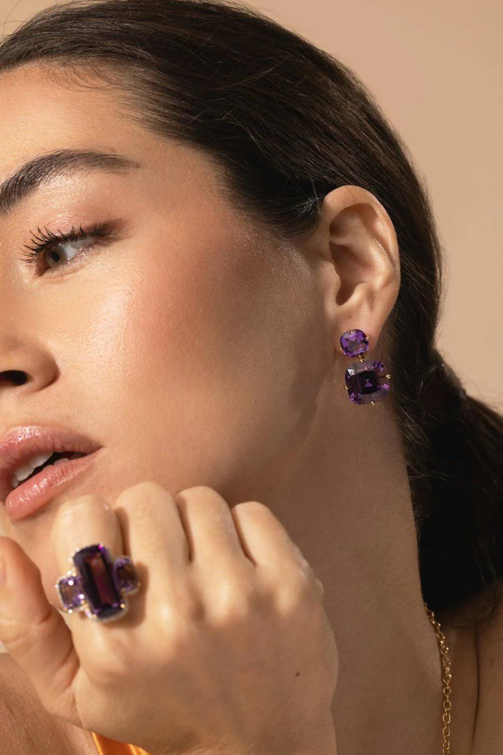 Two Tier Amethyst Earrings - Image 2