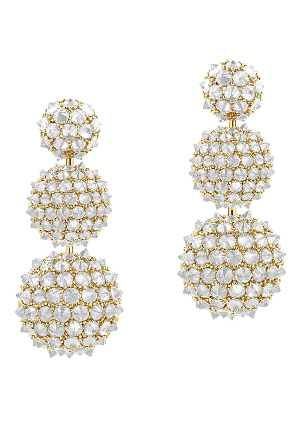 White Sapphire Three Tier Earrings