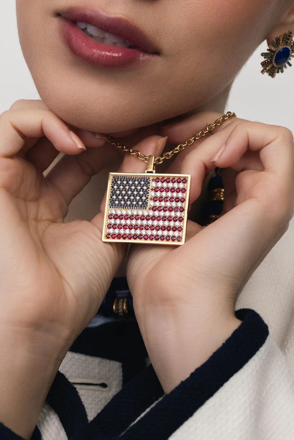 American Flag Pendant Necklace - Image 2