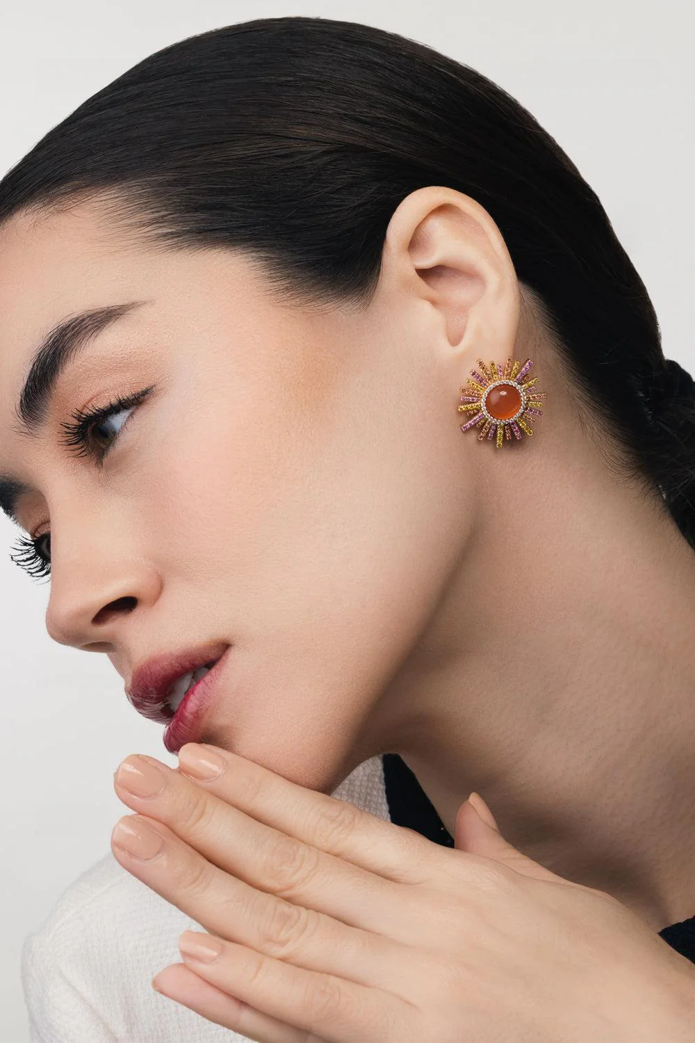 Carnelian Sun Ray Earrings - Image 2