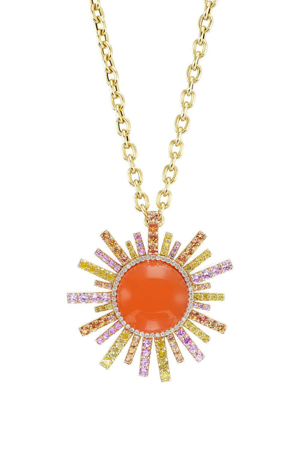 Carnelian Sun Ray Pendant Necklace