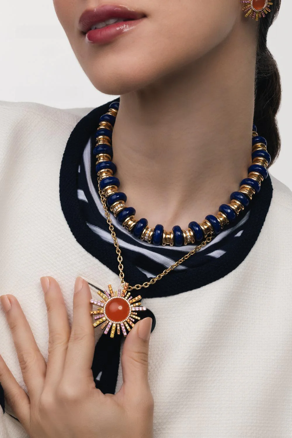 Carnelian Sun Ray Pendant Necklace - Image 2