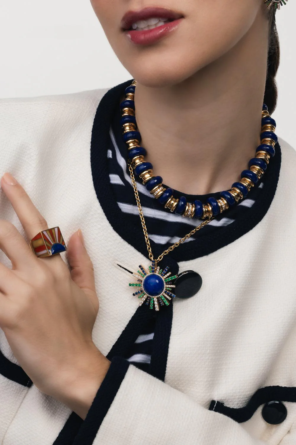 Lapis Sun Ray Pendant Necklace - Image 3