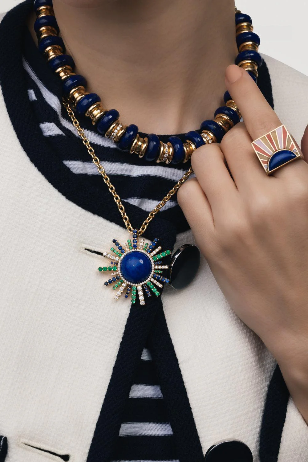 Lapis Sun Ray Pendant Necklace - Image 4