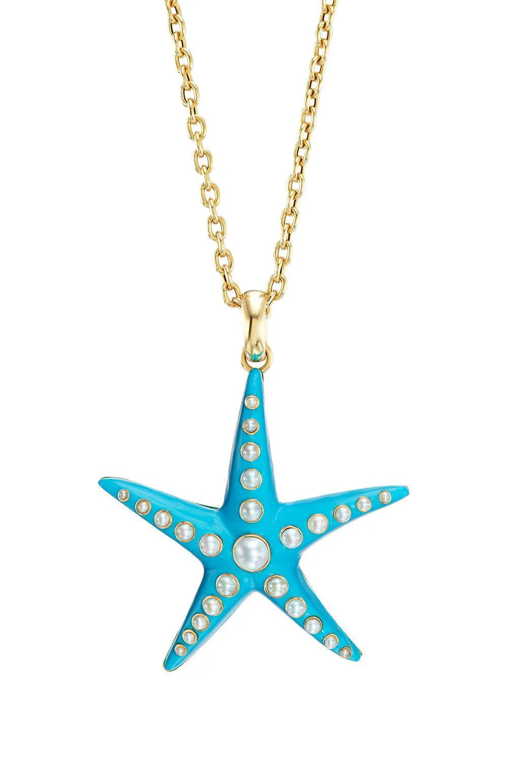 Large Turquoise Starfish Pendant Necklace