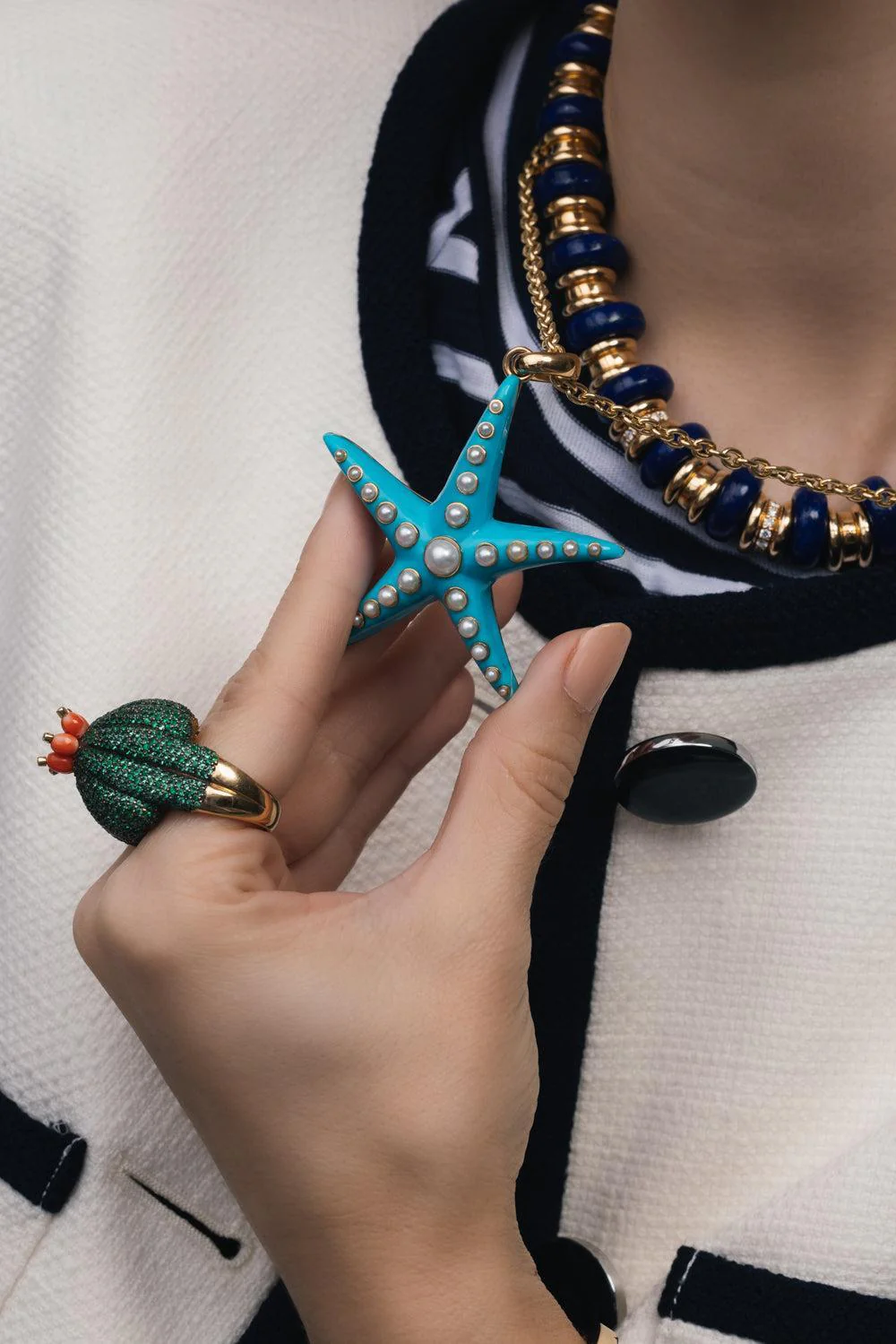 Large Turquoise Starfish Pendant Necklace - Image 2